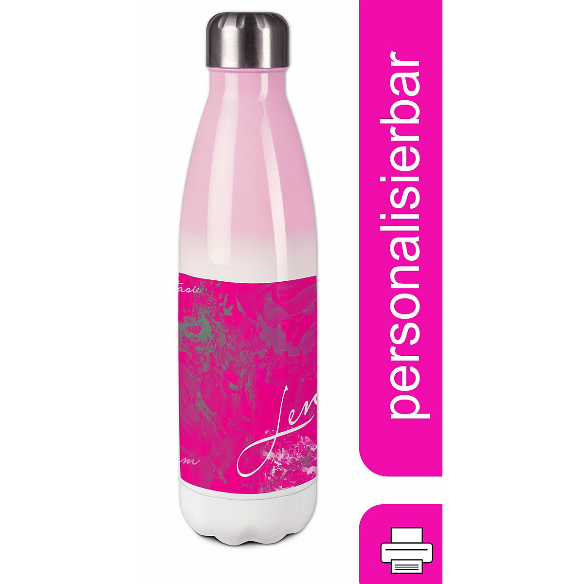 Edelstahl Kinder Thermoflasche / Trinkflasche bunt Traum Farbe pink Spülmaschinenfest, Auslaufsicher, Bruchfest, Doppelwandig, Für Heißgetränke geeignet, Mit Deckel, Isoliert
