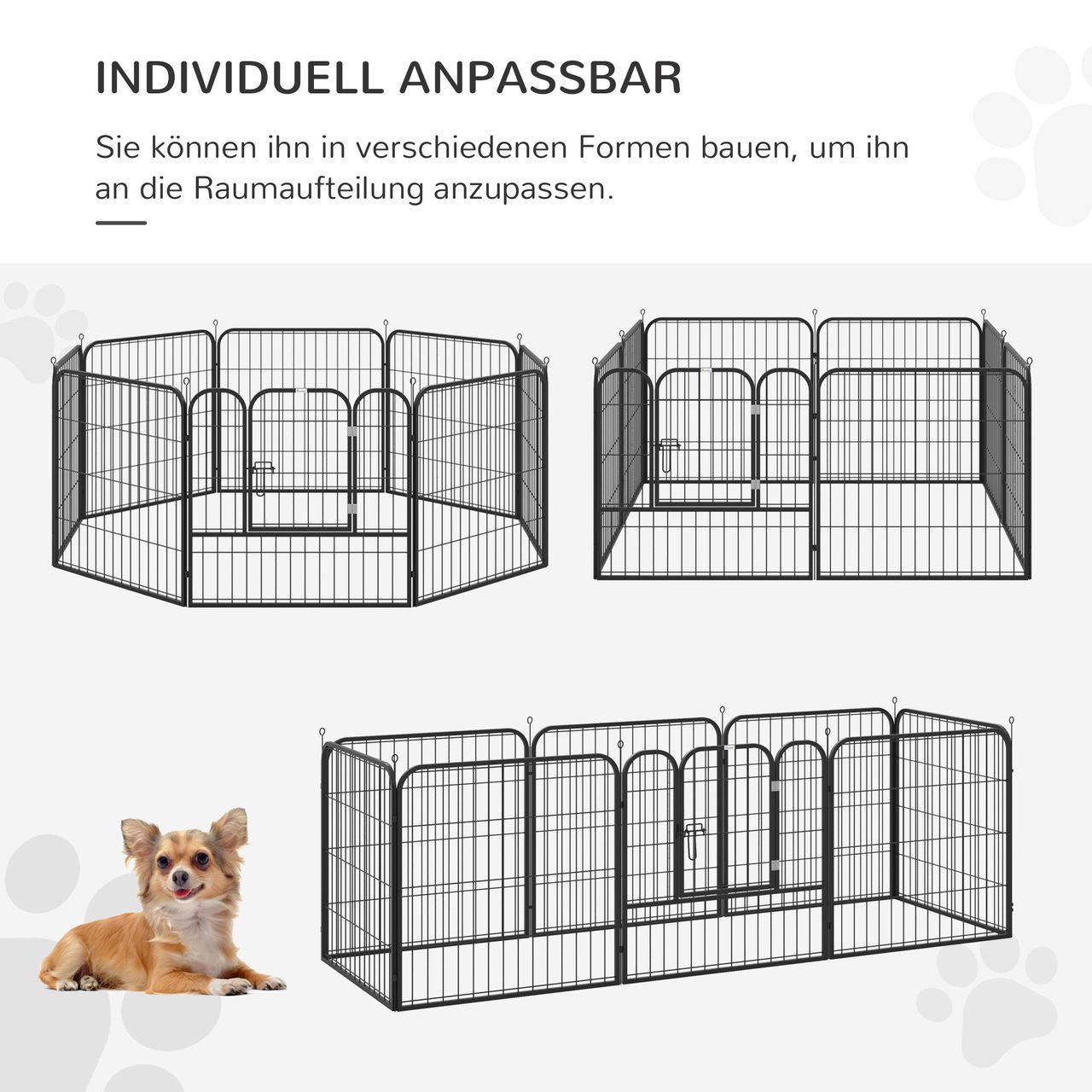 PawHut Welpenauslauf Laufstallr Laufgitter individuell gestaltbar Metall