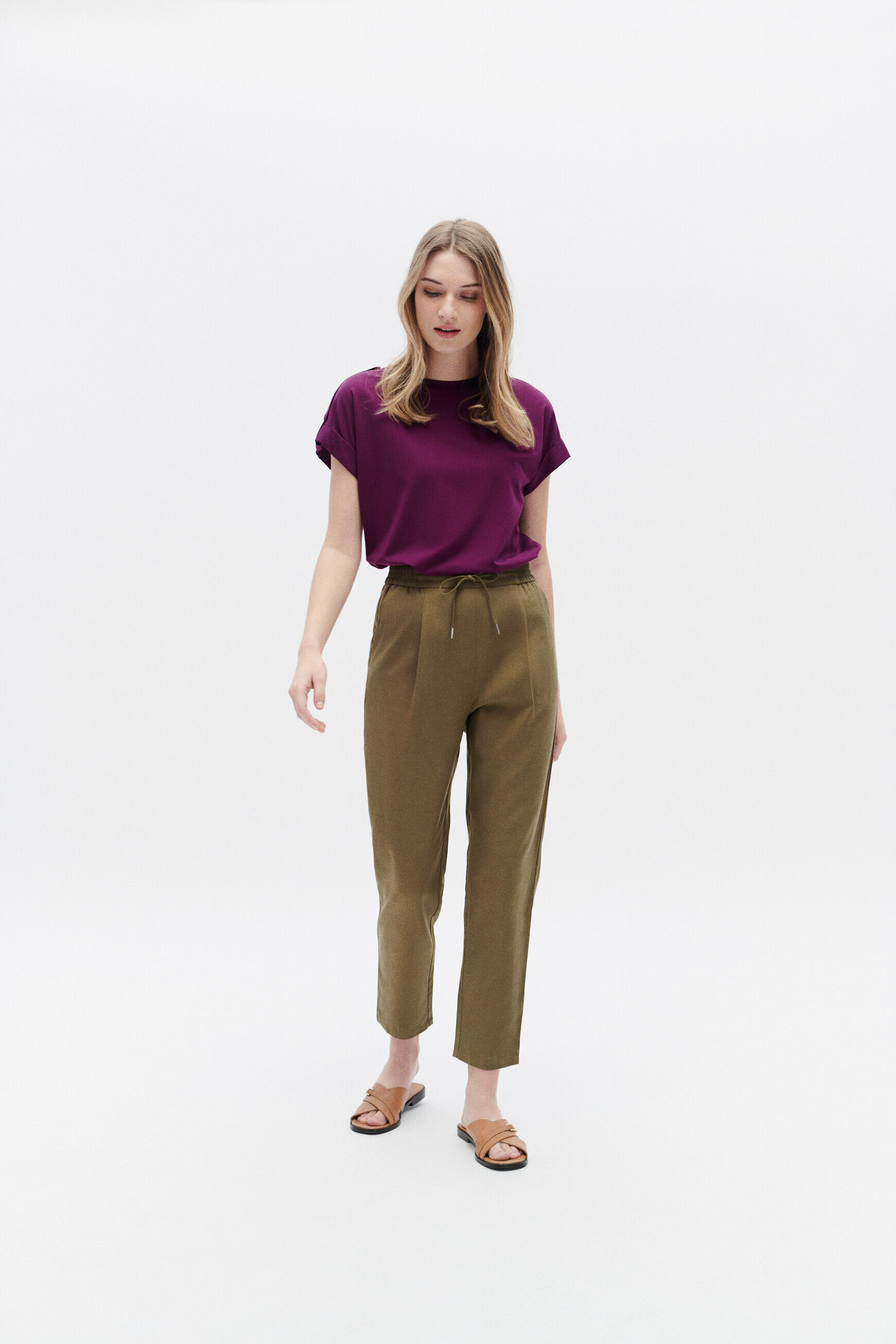 Pantalon peter vert olive femme