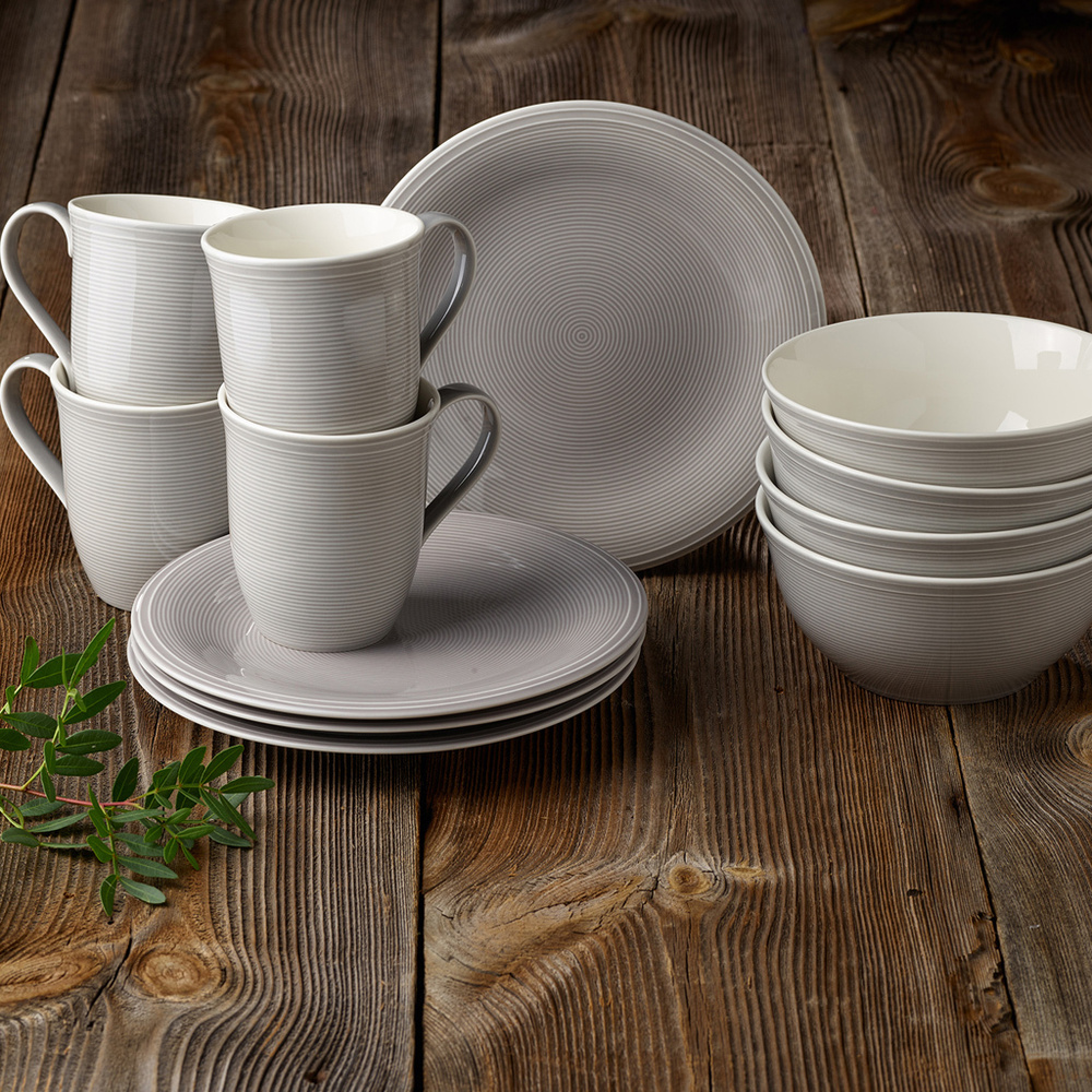 like. by Villeroy & Boch Set Petit-Dejeuner 12pcs Color Loop Stone service de vaisselle