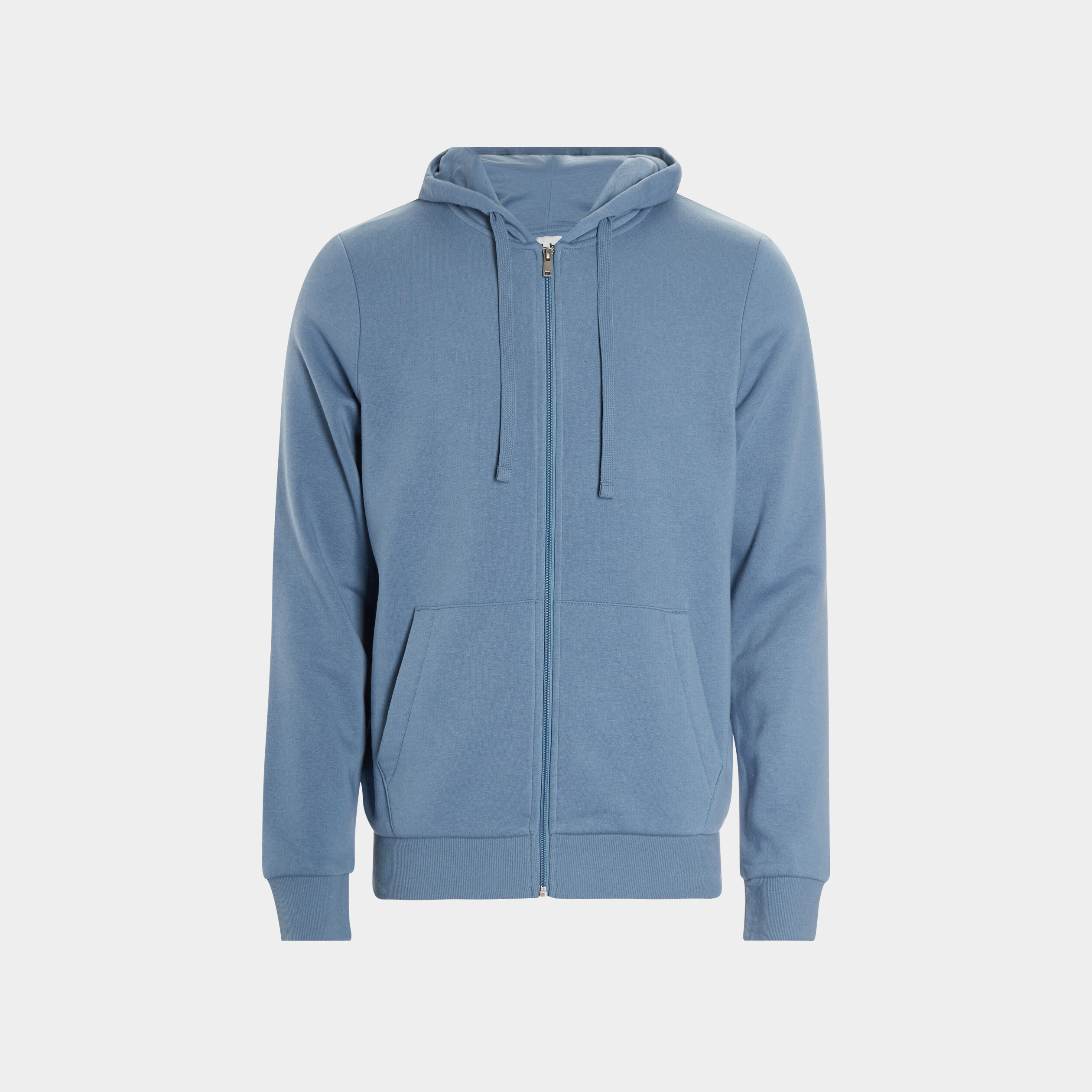 Sweat zippé molleton à capuche bleu gris homme | La Halle
