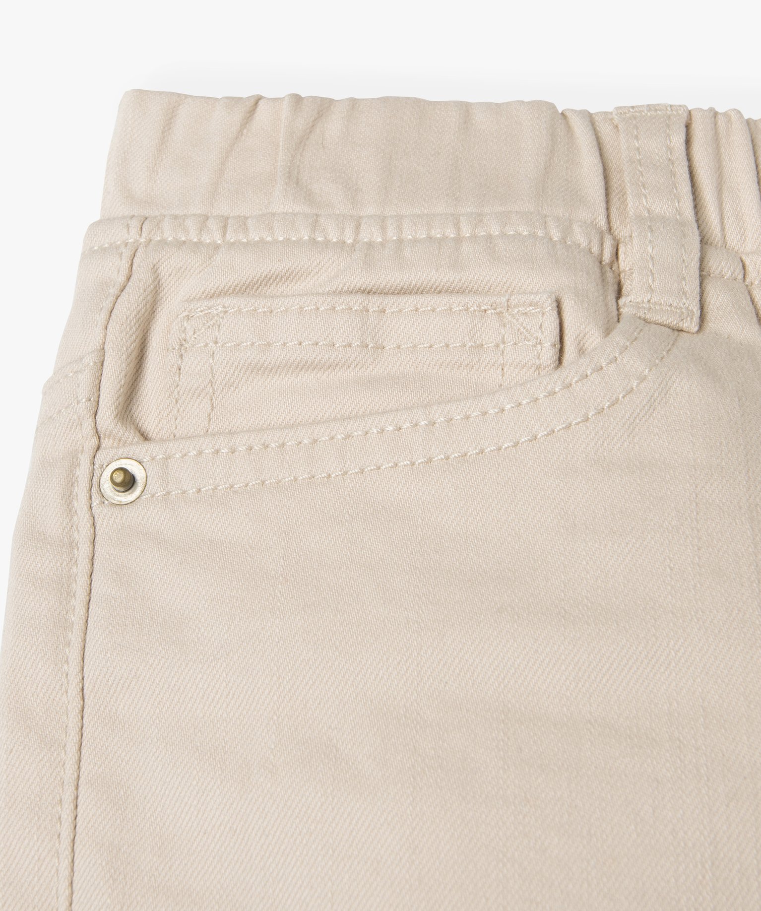 Pantalon Garçon 5 poches avec taille élastiquée beige | GEMO