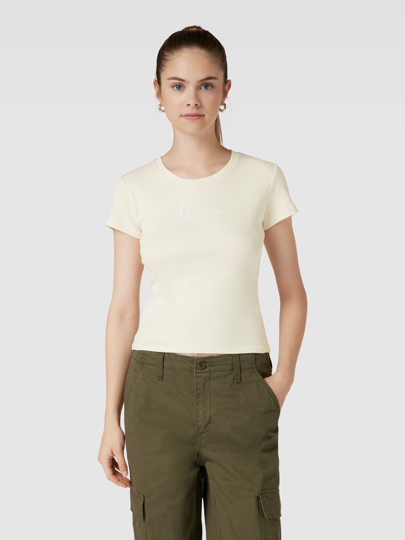T-Shirt mit Label-Stitching in offwhite