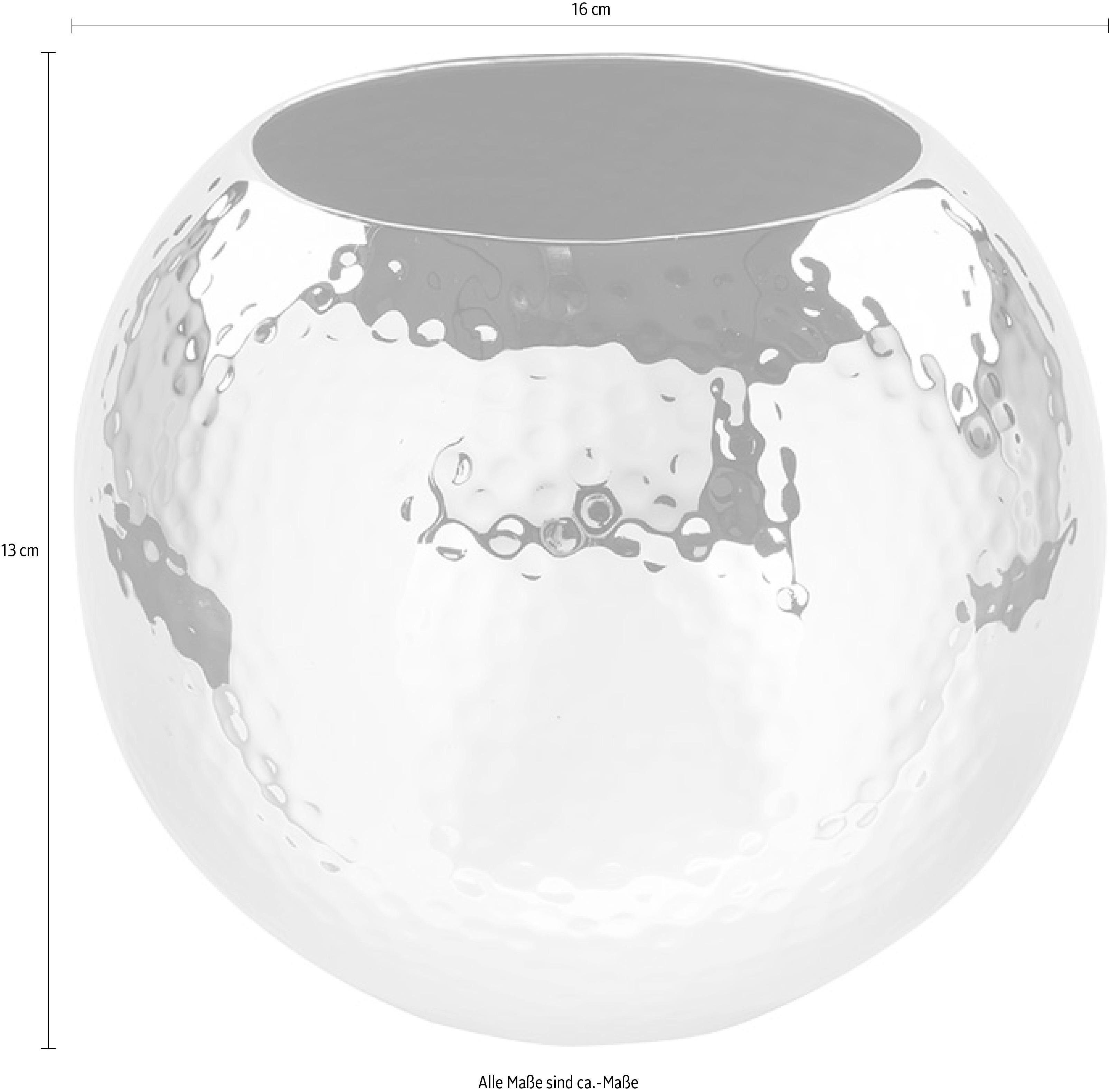 Fink Kugelvase MOON, gehämmert, vernickelt