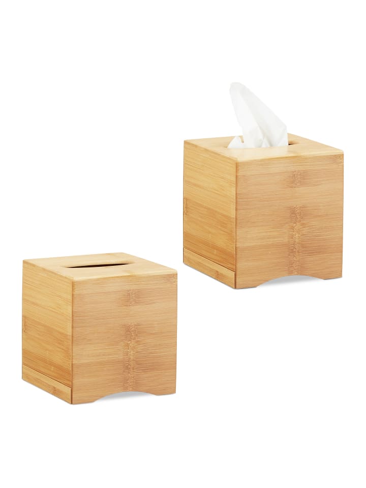 relaxdays 2 x Kosmetiktücherbox in Natur günstig kaufen onesize