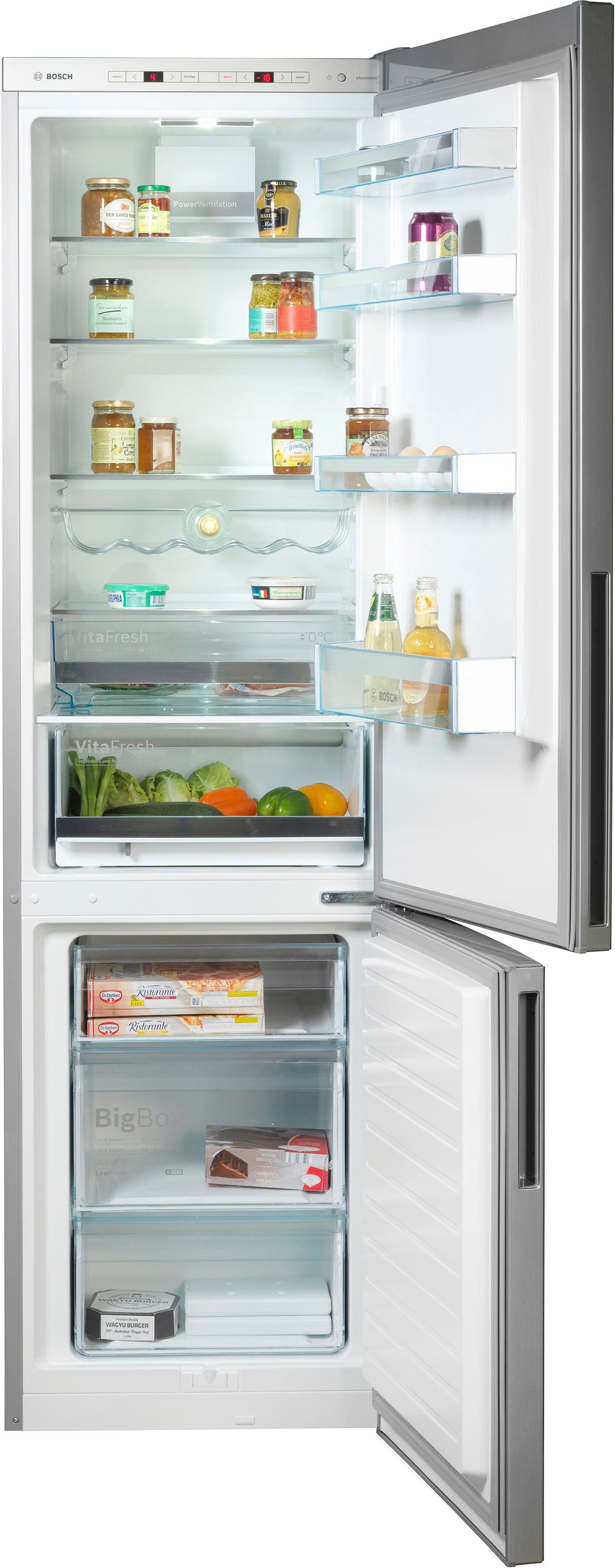 BOSCH Kühl-/Gefrierkombination Serie 6 KGE39ALCA, 201 cm hoch, 60 cm breit