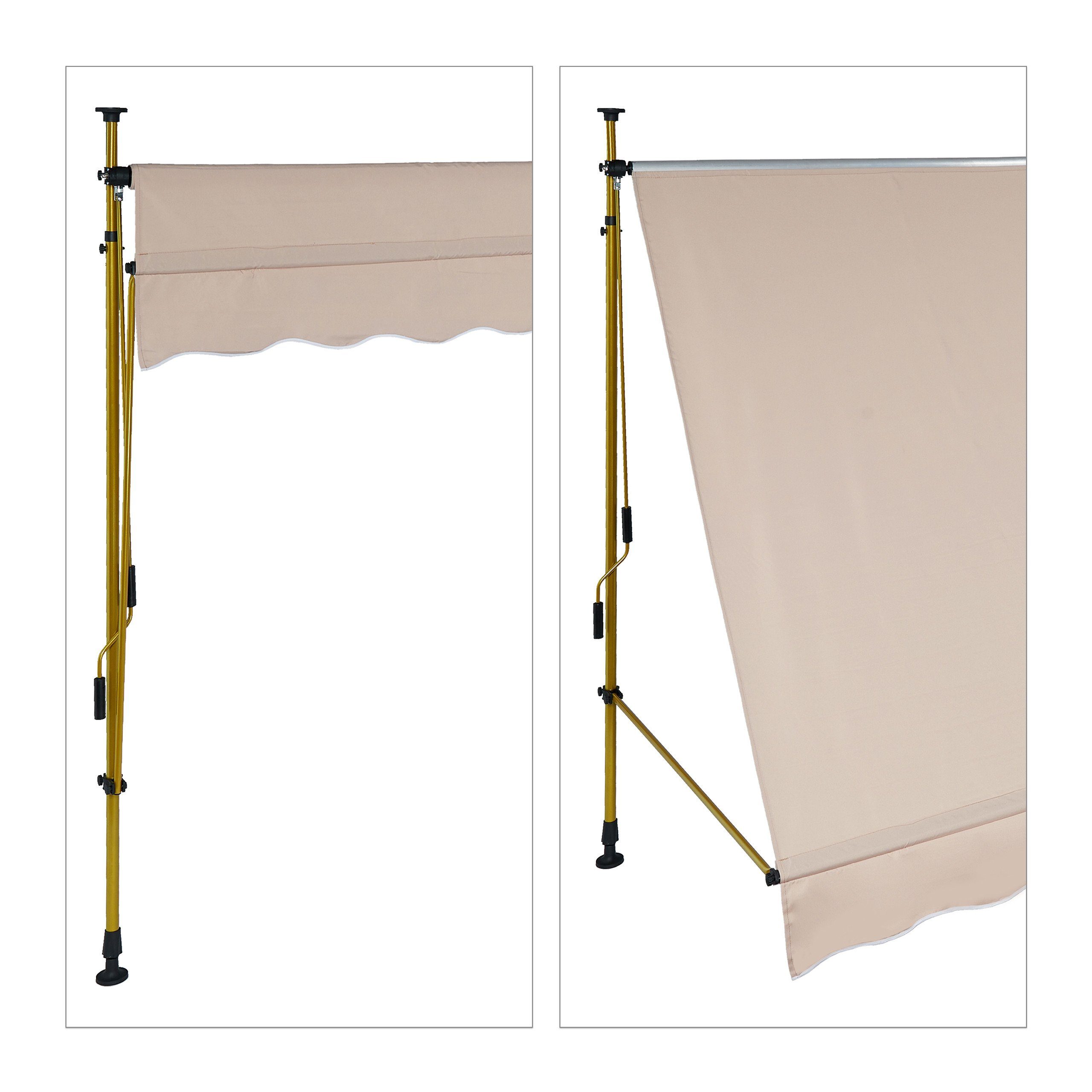 relaxdays Klemmmarkise Klemmmarkise für Balkon 350 x 120 cm