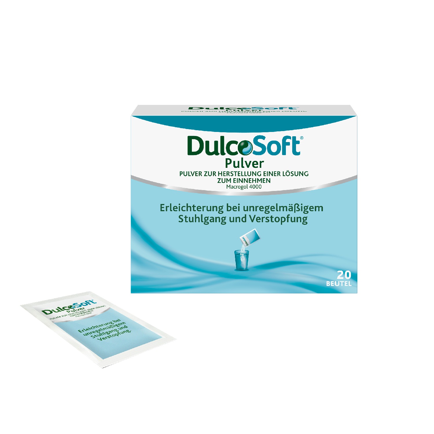 DulcoSoft Pulver mit Macrogol 4000 bei Verstopfung. 20 Sachets