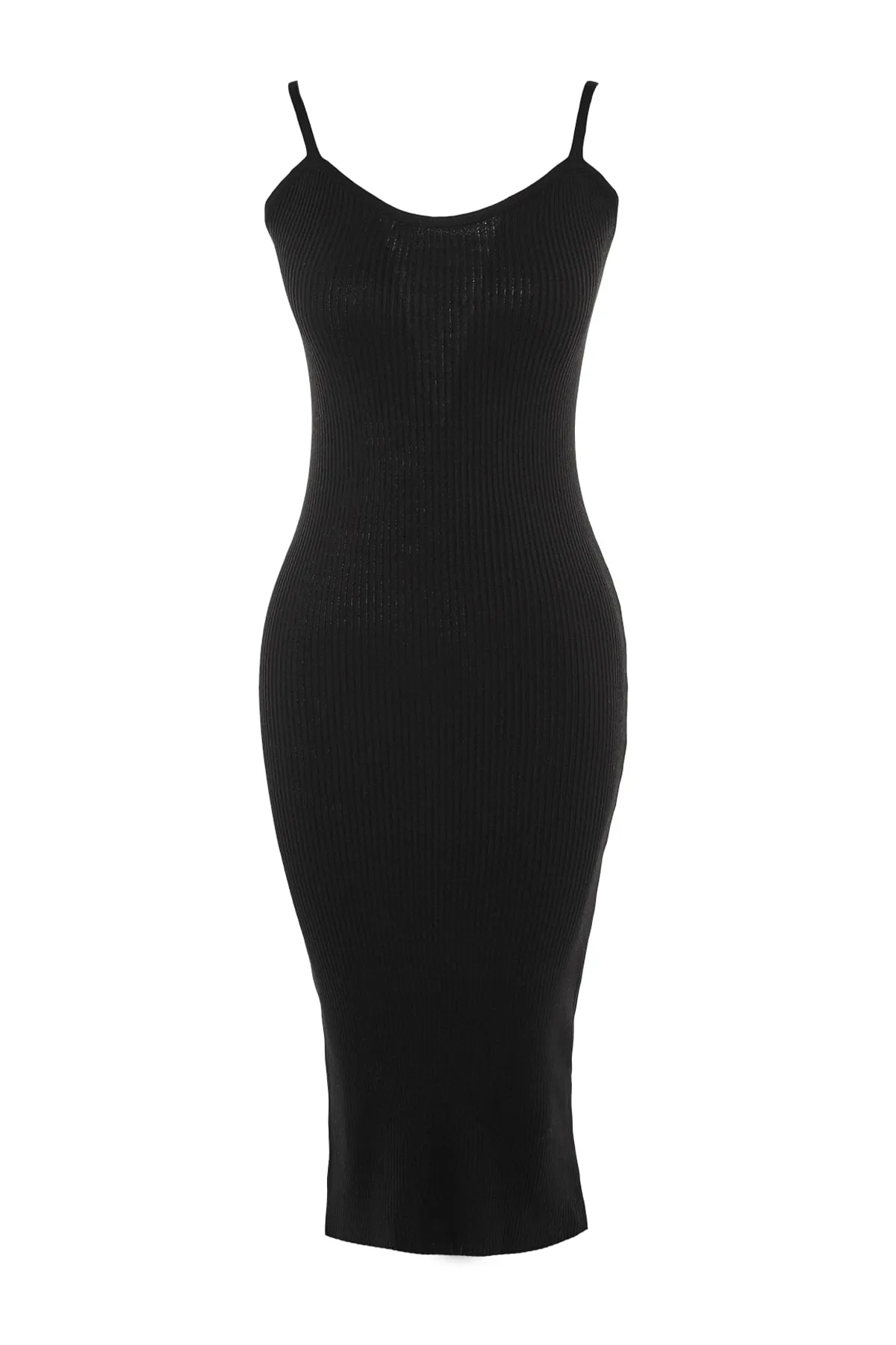 Trendyol Collection  Schwarz Schwarzer, taillierter Midi-Strick-Cardigan-Anzug TWOSS21EL0208 Kleid TWOSS21EL0208