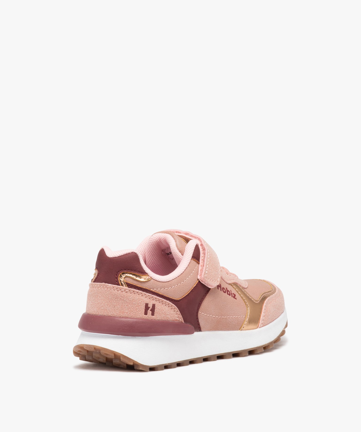 Baskets fille unie style running effet métallisé - Hobiz rose | GEMO