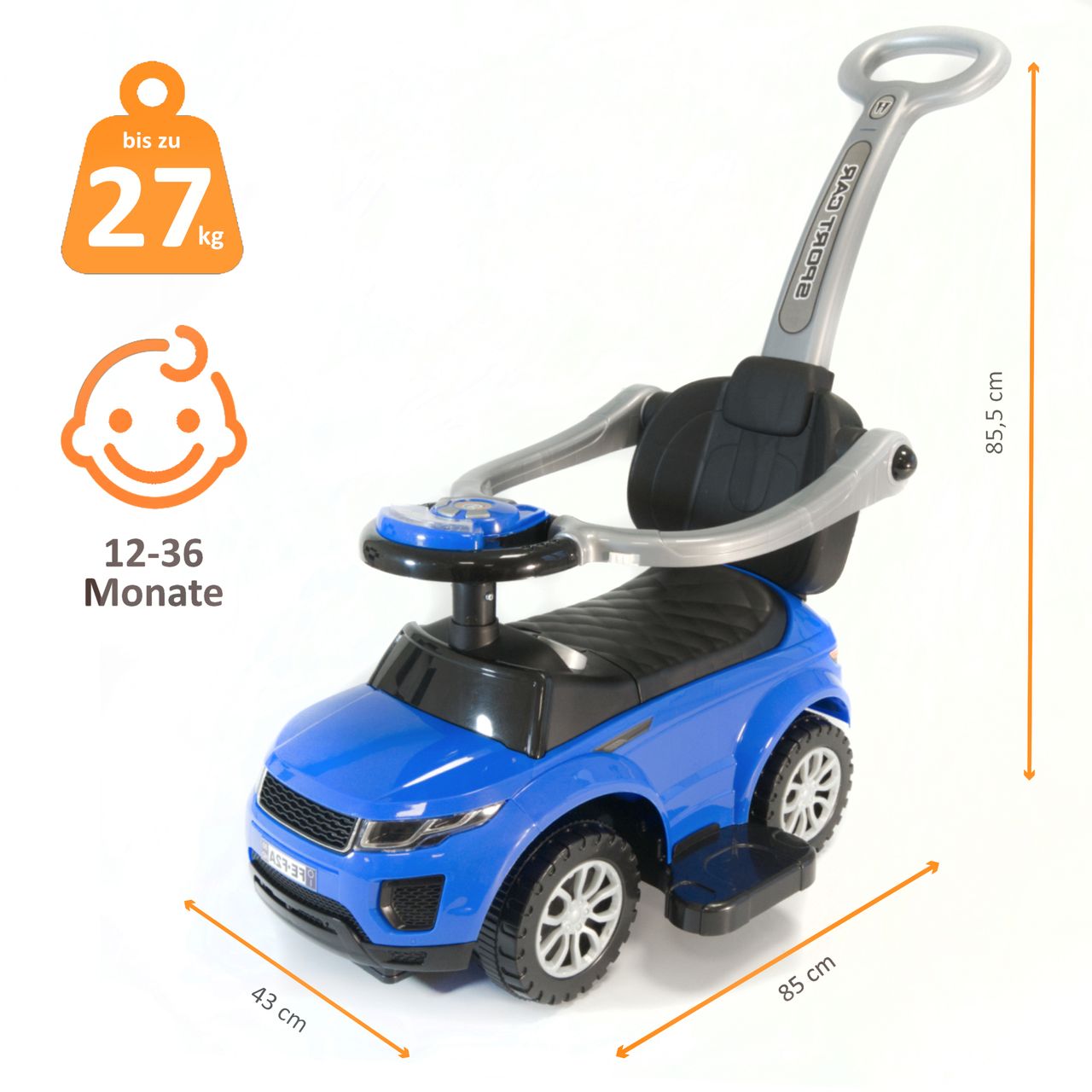 Lemodo Rutschauto mit Schiebestange, Rutschfahrzeug ab 1 Jahr, blau