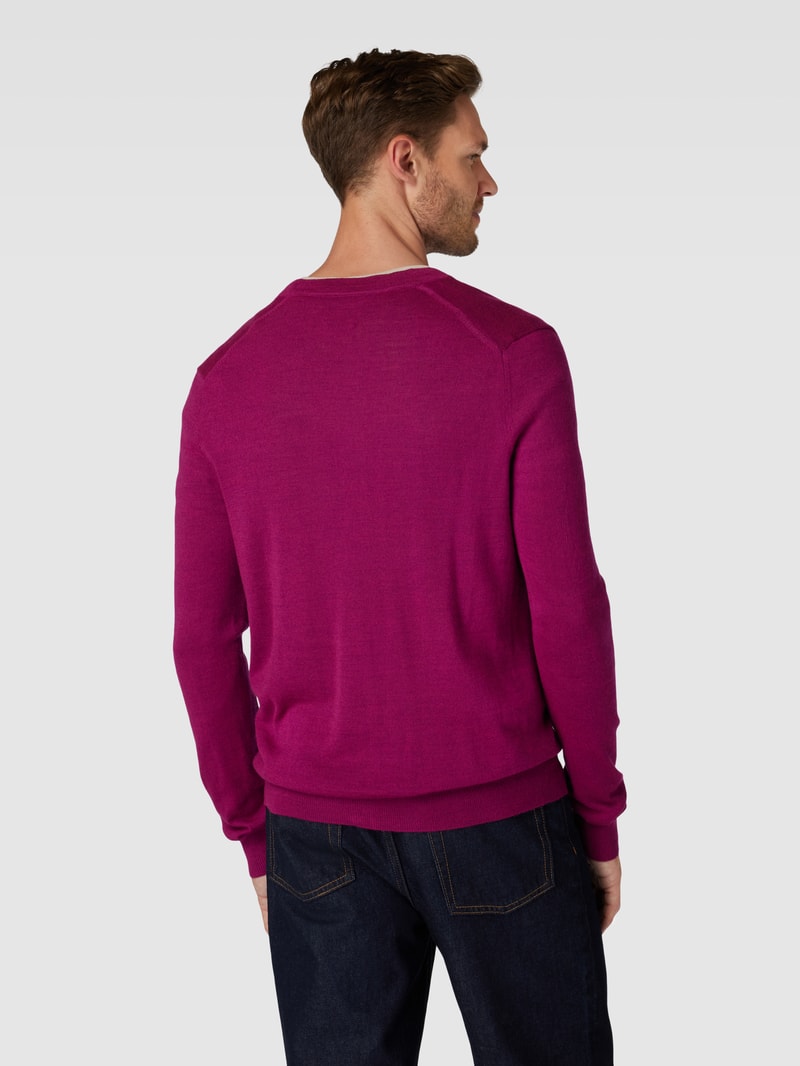 Strickjacke mit V-Ausschnitt und Knopfleiste in pink meliert