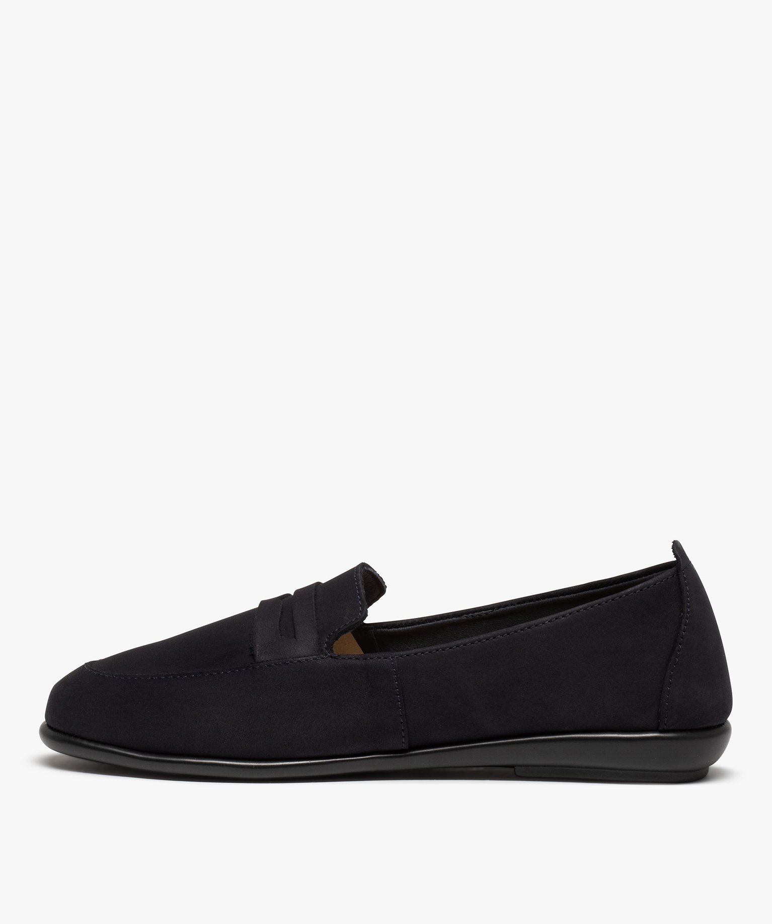 Mocassins femme à talon plat dessus cuir uni – Tanéo marine | GEMO