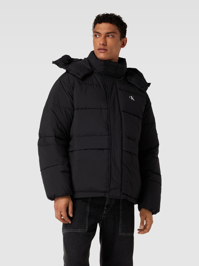 Relaxed Fit Steppjacke mit Label-Print in black