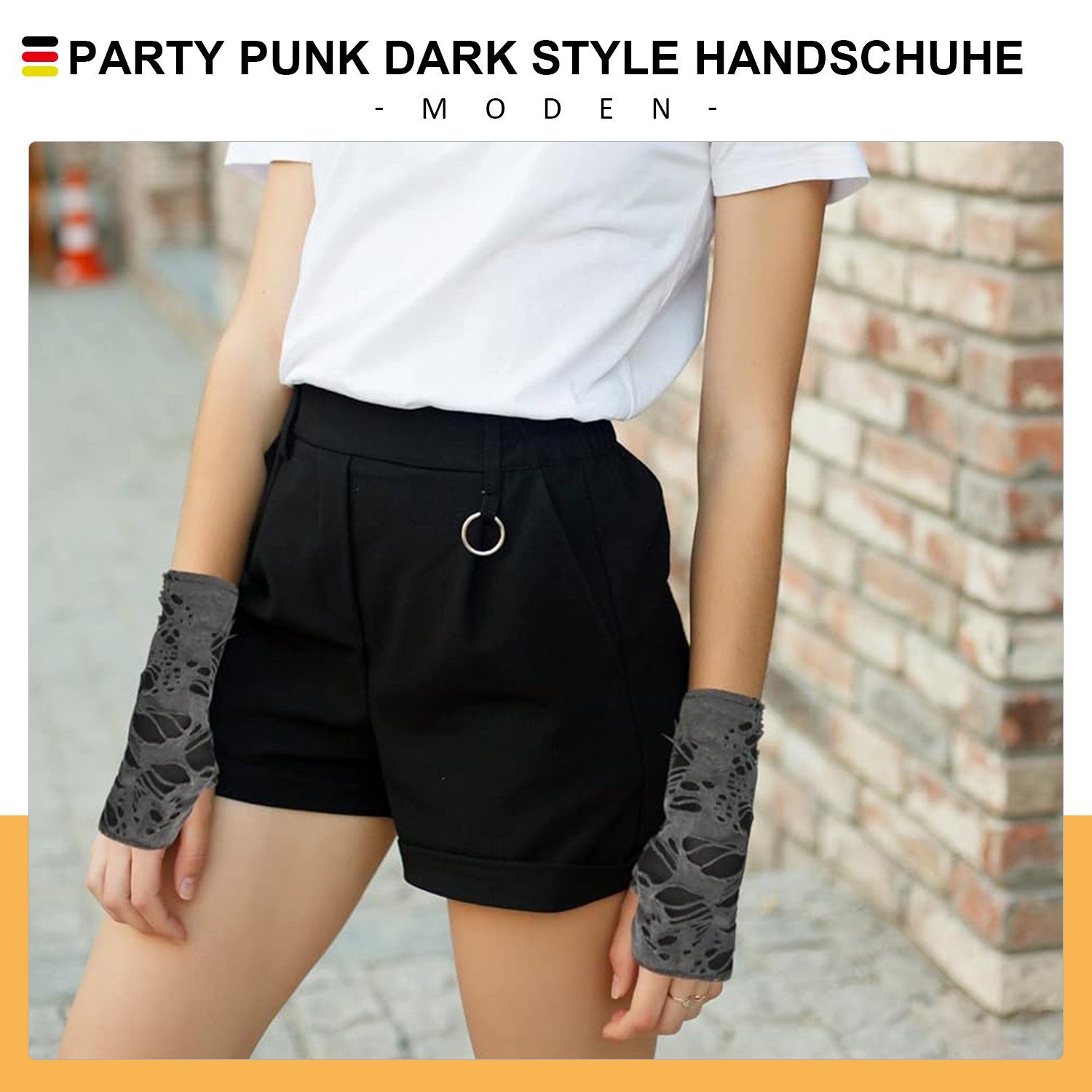 MAGICSHE Armstulpen Fingerlose Langarm Gestrickte Warme Armstulpen Gotische Accessoires