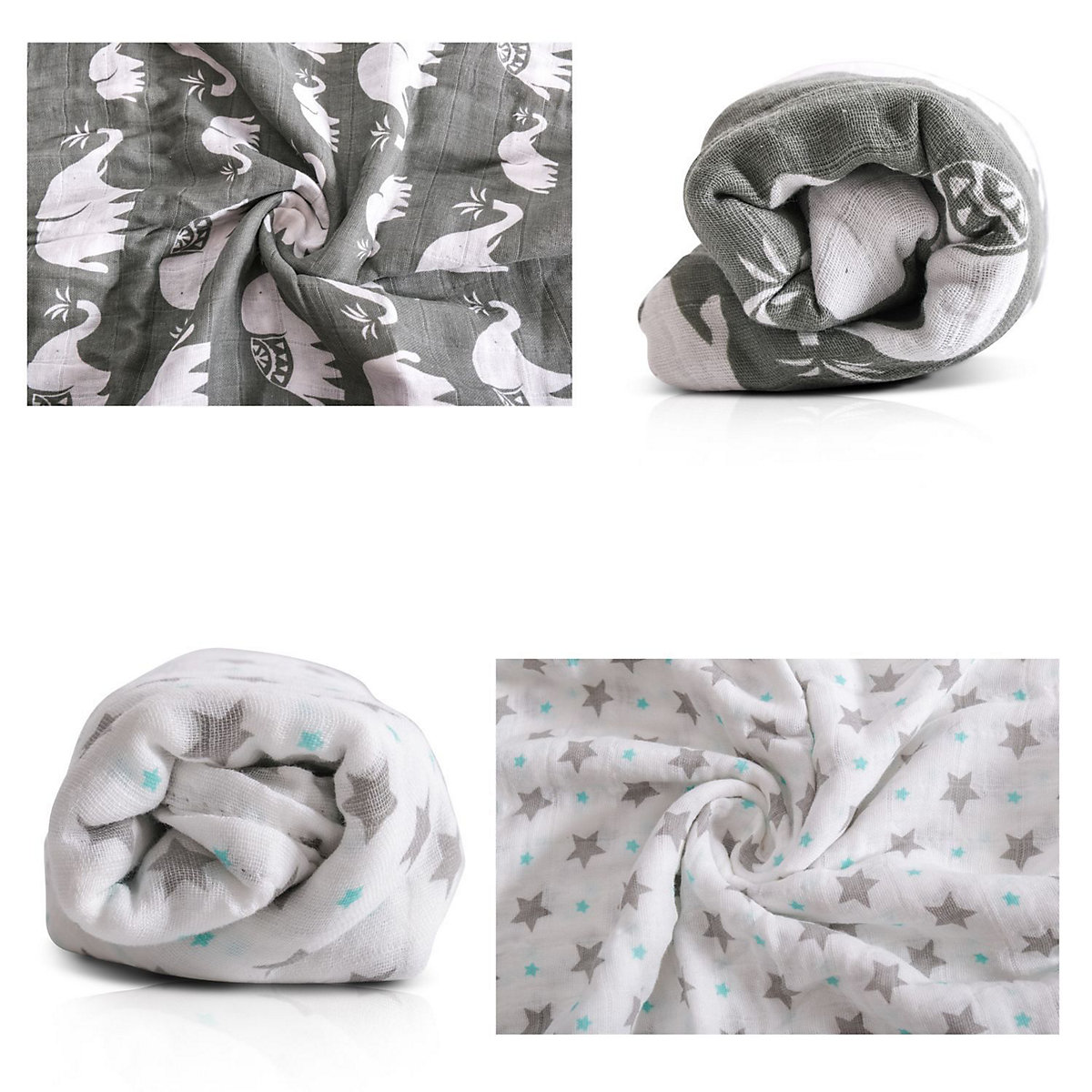 Baby Stoffwindel Set Aimy 120 x 110 cm, Klemmen, Musselin, Spucktücher Mullwindeln