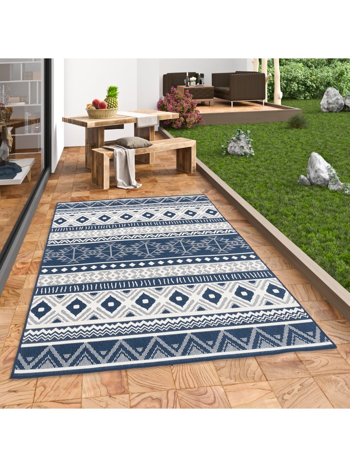 Pergamon In- und Outdoor Teppich Beidseitig Cape Cod  Ethno in Blau günstig kaufen