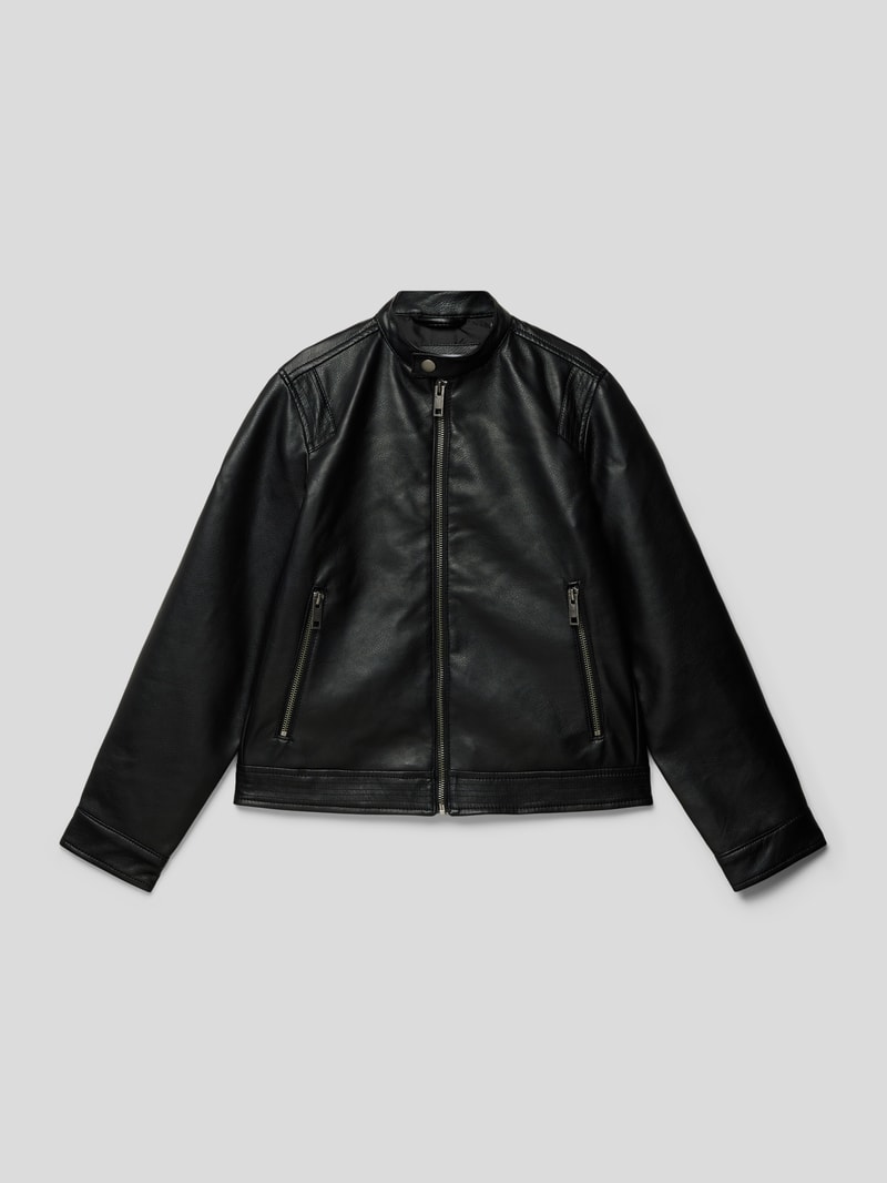 Lederjacke mit Viskose-Anteil Modell 'ROCKY' in schwarz
