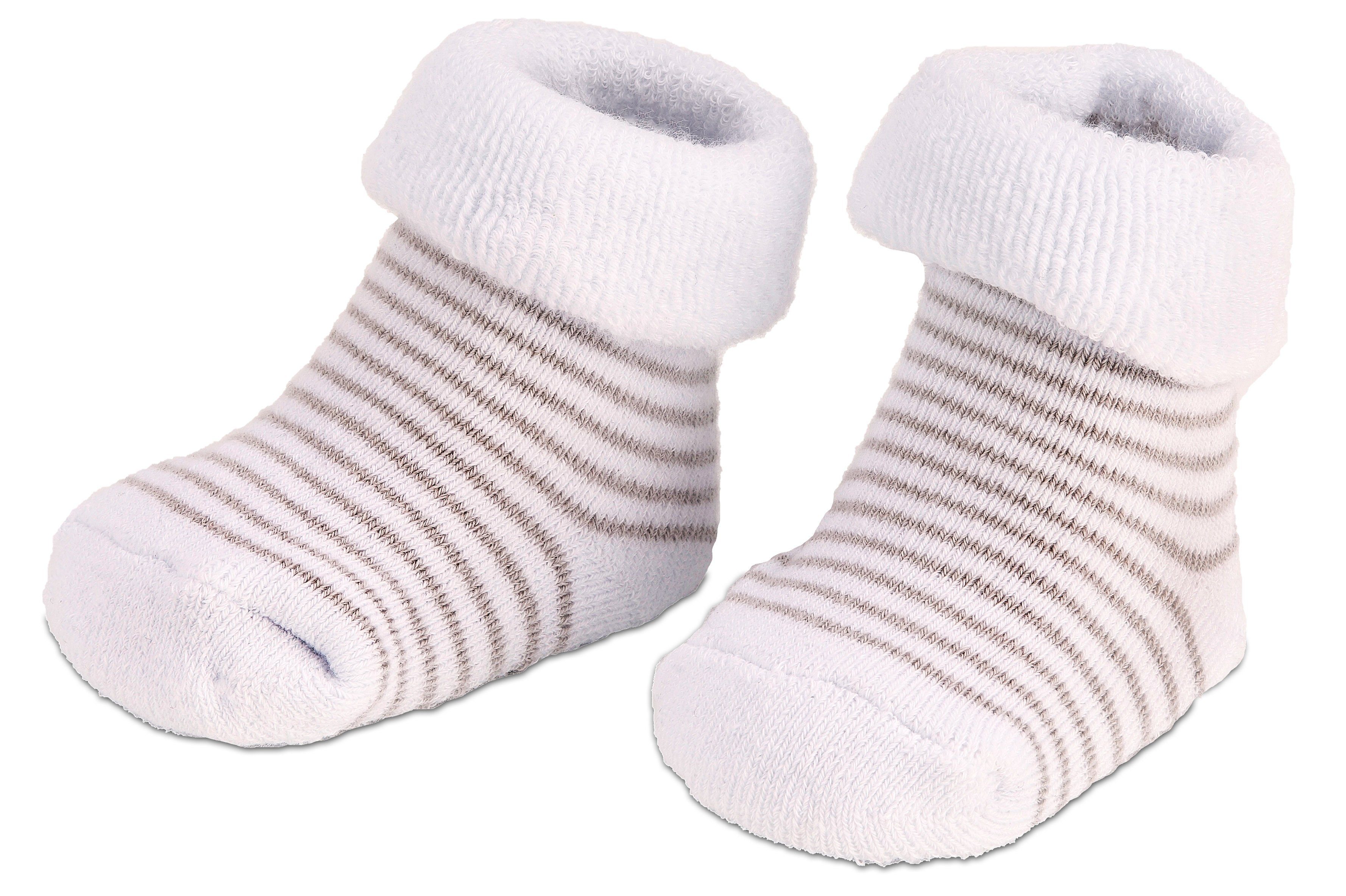 BRUBAKER Socken Babysocken für Mädchen 0-12 Monate (3-Paar, Baumwollsocken mit Dreiecken und Streifen) Baby Geschenkset für Neugeborene in Geschenkverpackung mit Schleife