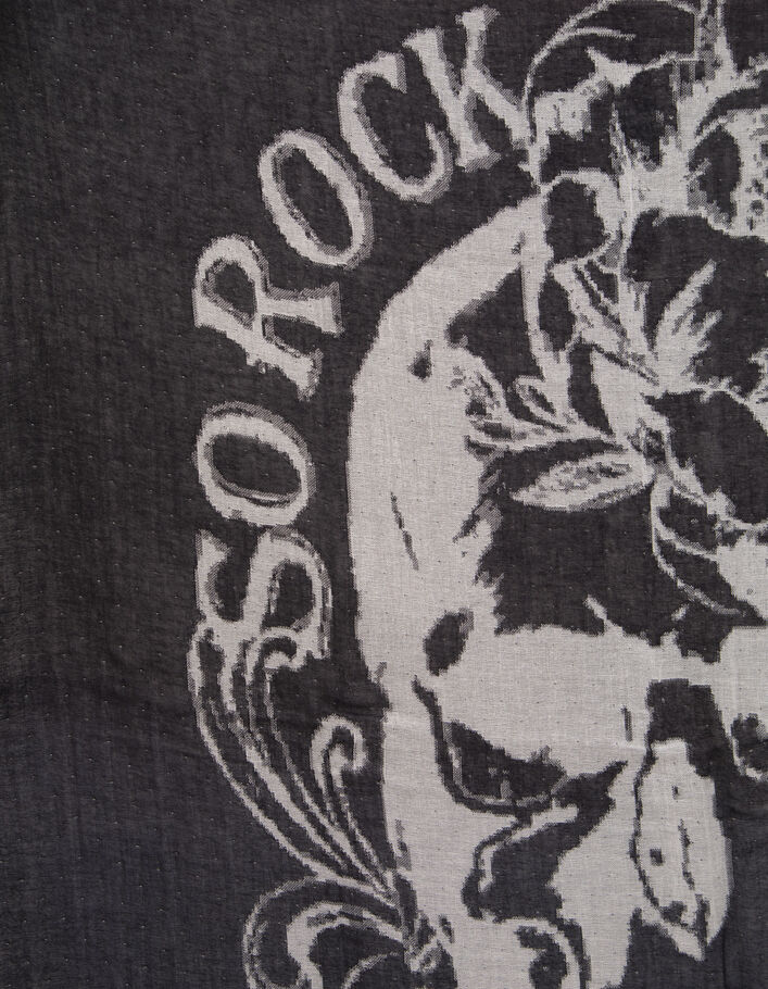 Foulard noir double face motif têtes de mort Femme