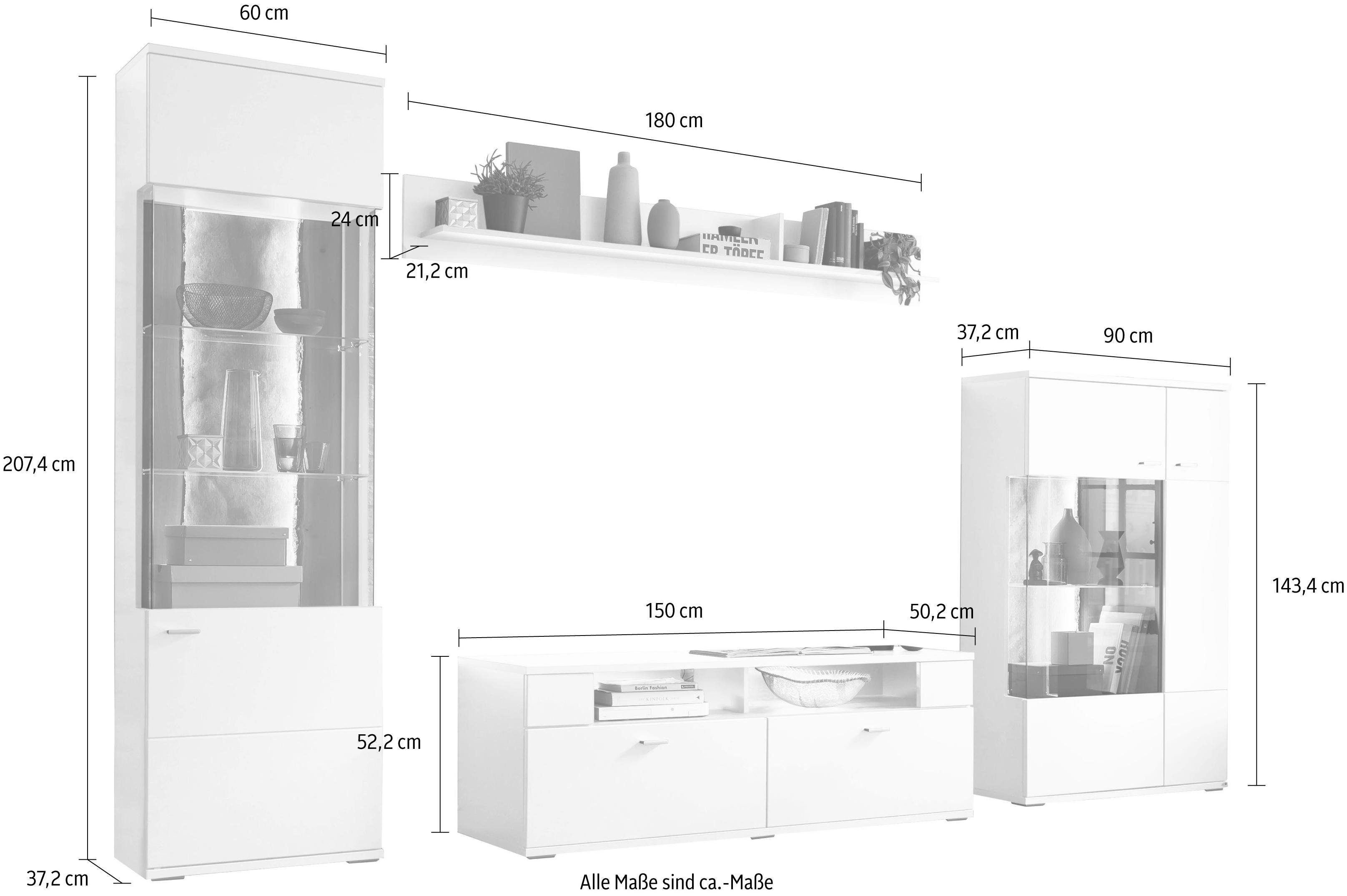 set one by Musterring Wohnwand TACOMA, (Set, 4-St), Typ 02, mit Wandboard
