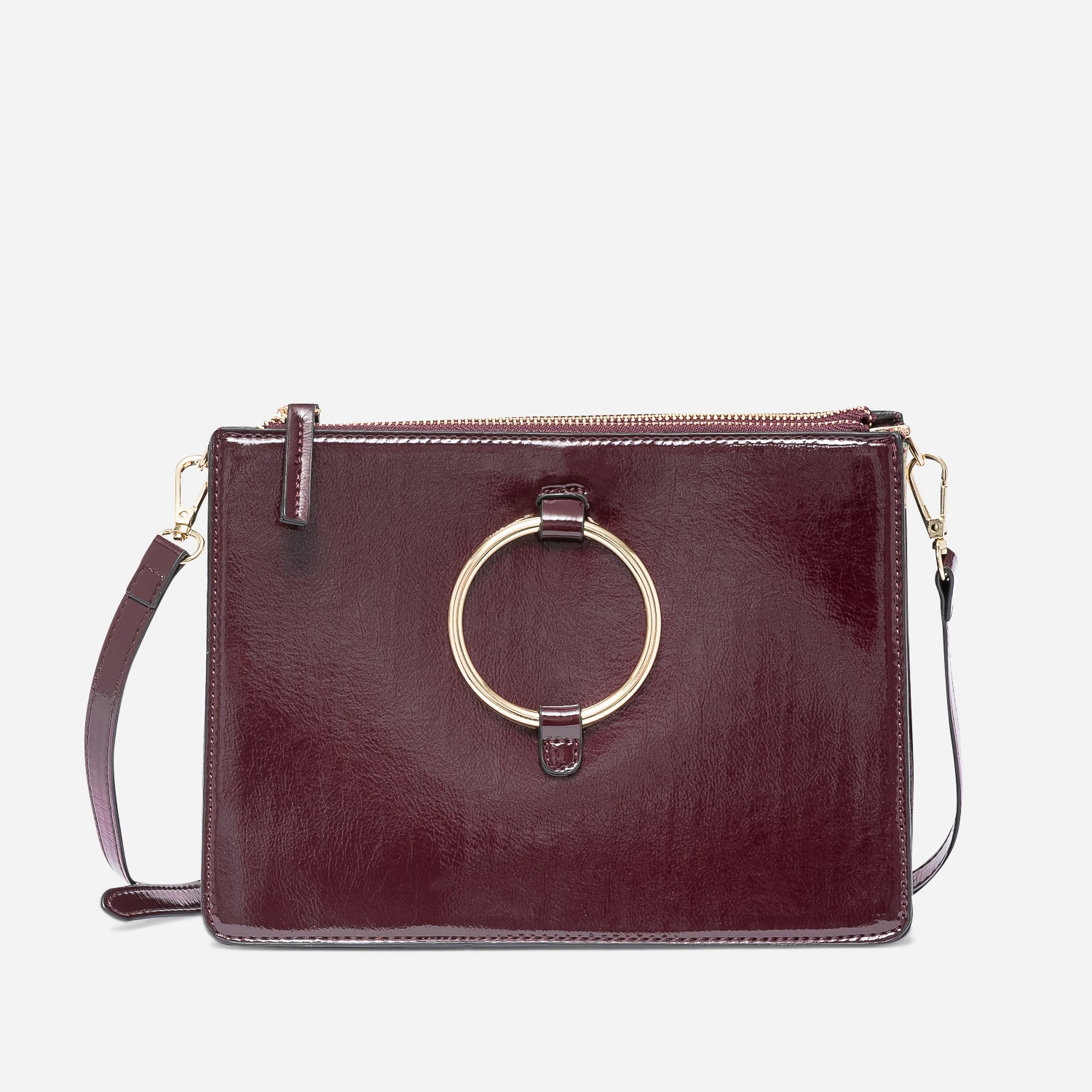 Double pochette bordeaux effet verni