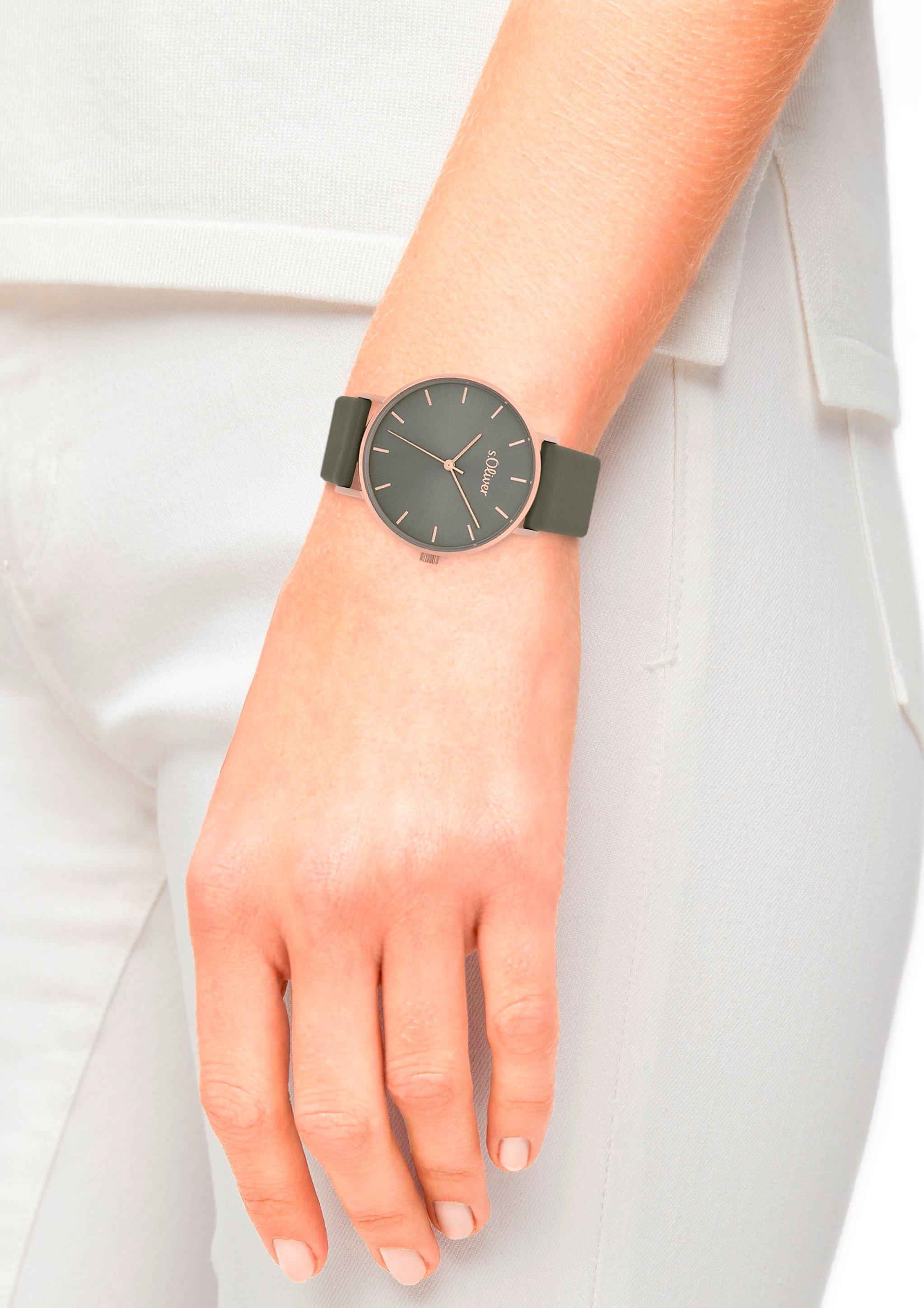 Edelstahluhr mit Lederarmband  6006298-95B0