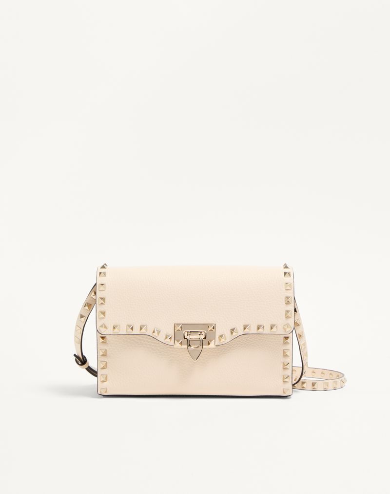 Rockstud lille skuldertaske i kornet kalveskind
