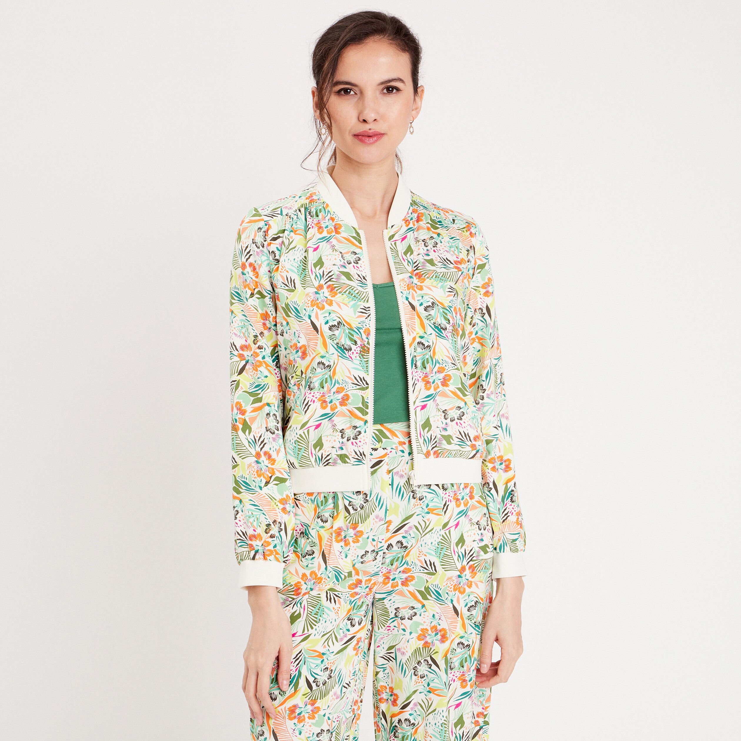 Veste teddy droite zippée blanc femme | Cache Cache