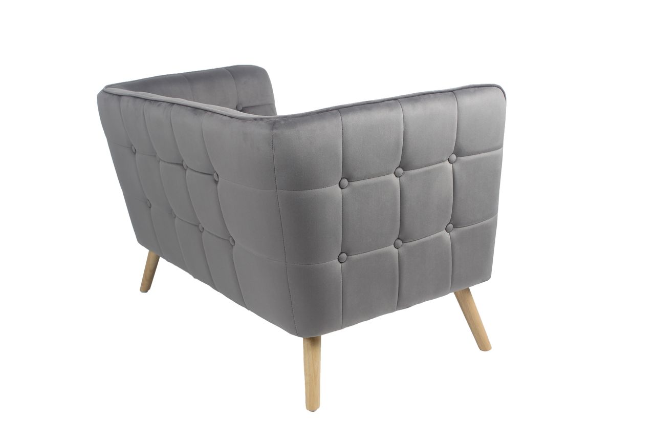 Happy Home Happy Home moderner 2-Sitzer Sitzbank mit Armlehne aus Samtbezug HWP70-GRA grau