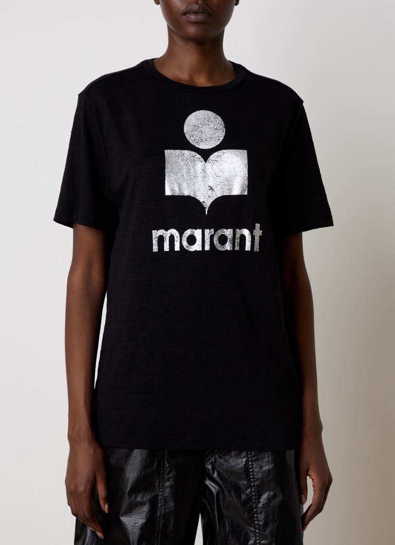 T-shirt in lino Isabel Marant Zewel con stampa logo