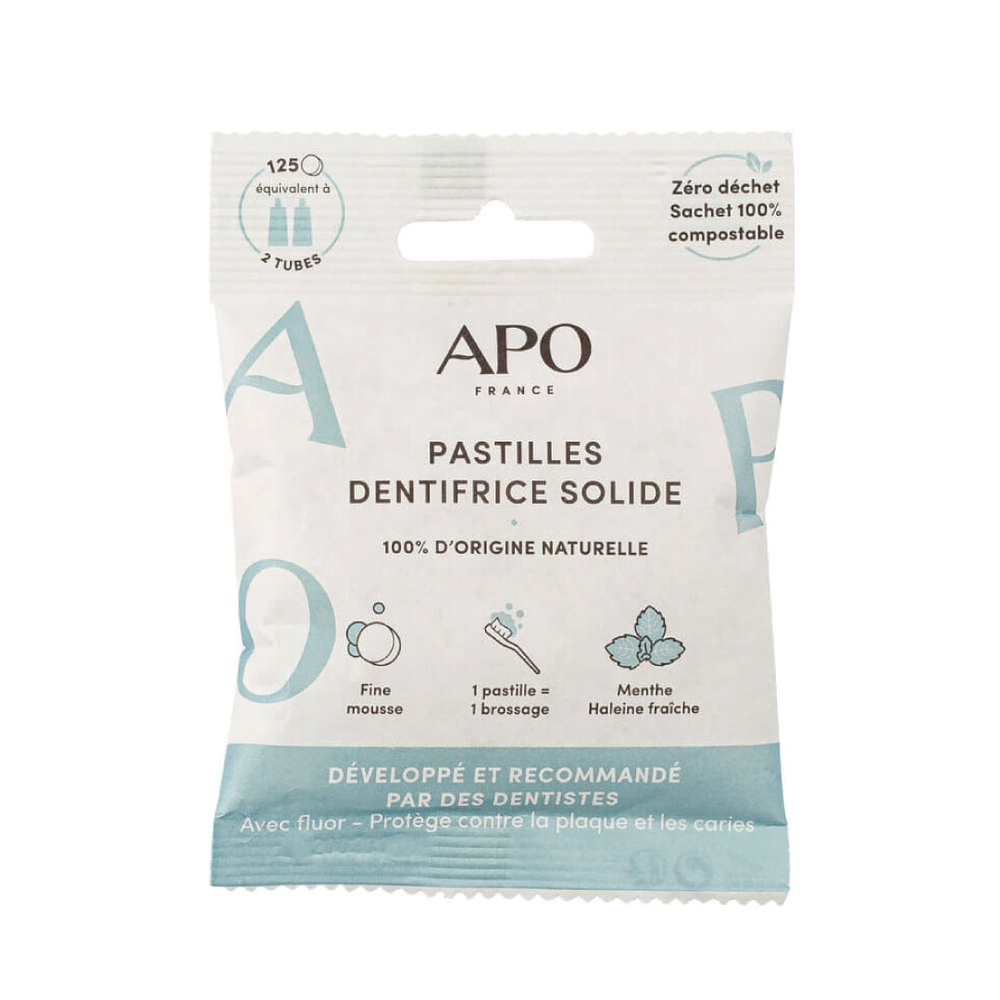 APO France Dentifrice solide - Menthe - 125 pastilles Dentifrice solide