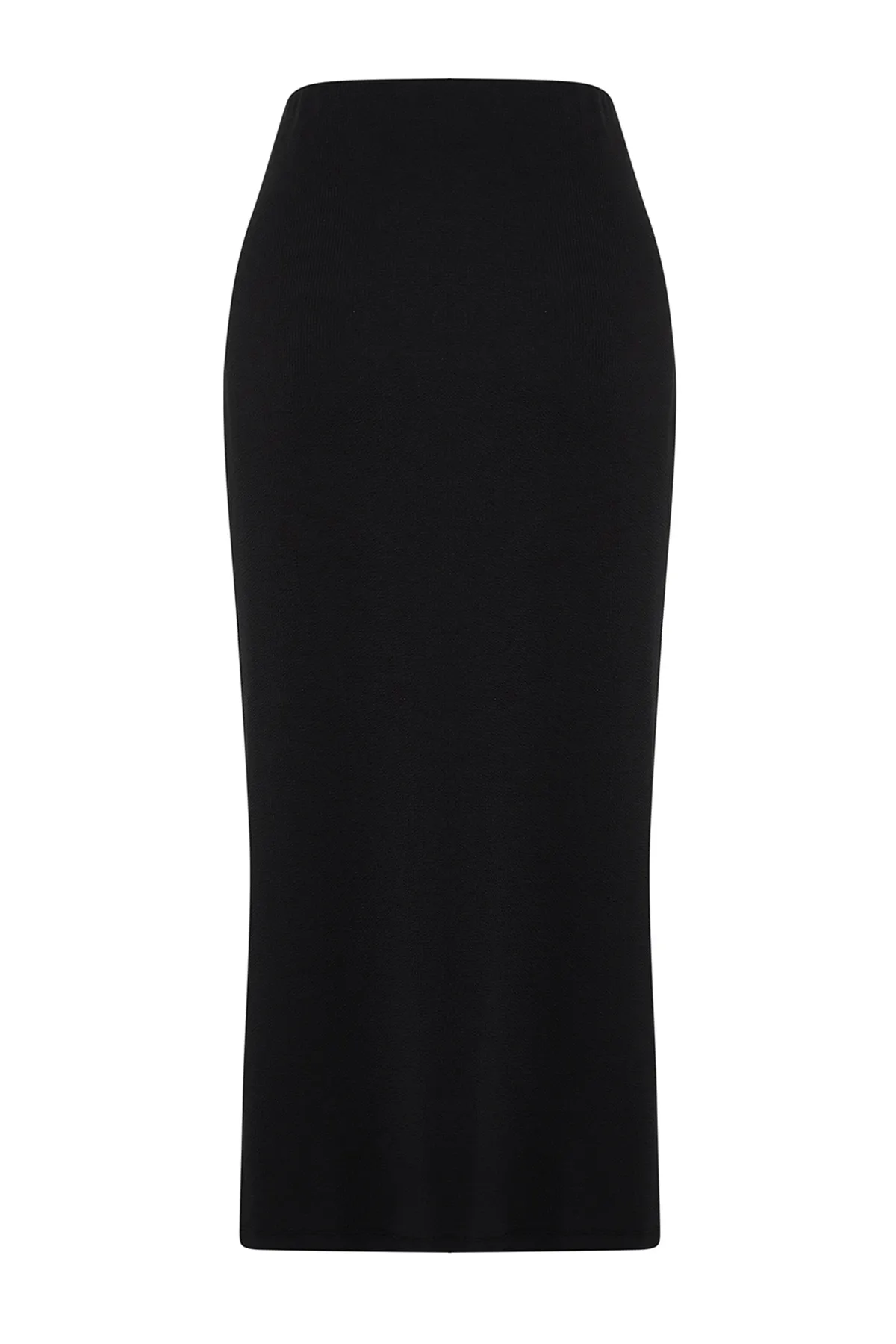 Trendyol Collection  Schwarzer dehnbarer Midirock mit Raffung TWOSS24ET00088