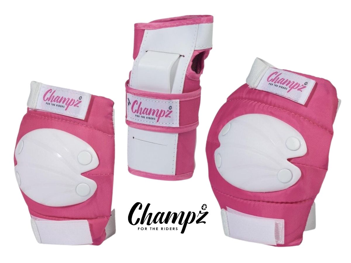 Champz Rosa/Weiß Kinder Skate Schutzset