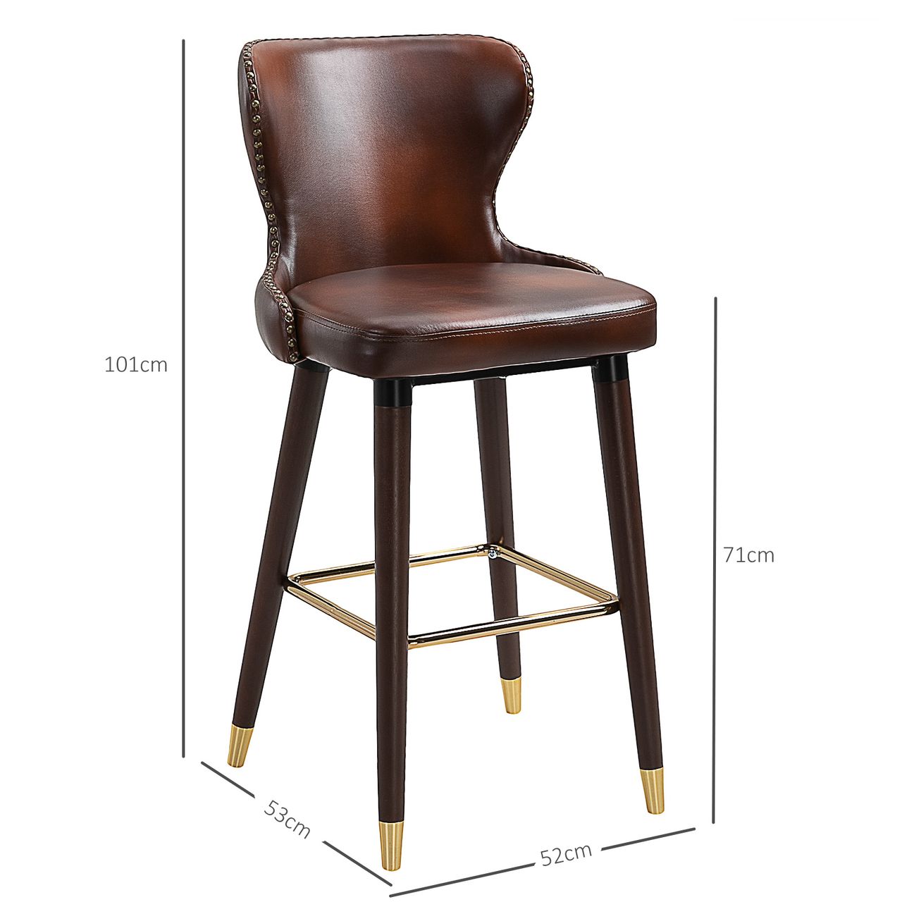 HOMCOM 2er-Set Barhocker Barstuhl Bistrohocker Esszimmerstuhl mit Fußstütze PU