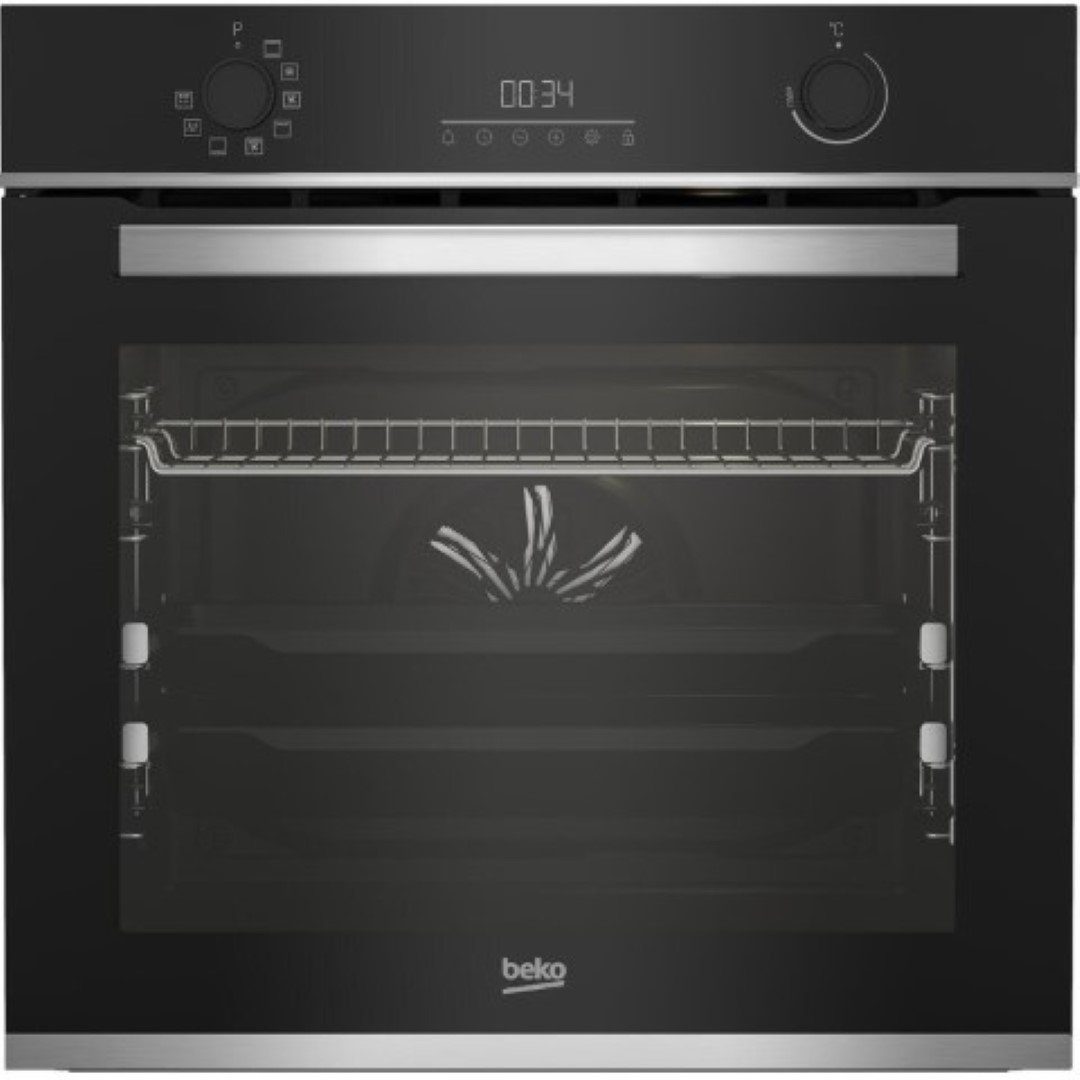 BEKO Einbaubackofen Beko BBIM13300XPE Einbaubackofen, 60cm, 72L, mit 2-fach-Teleskopauszug, Pyrolyse-Selbstreinigung