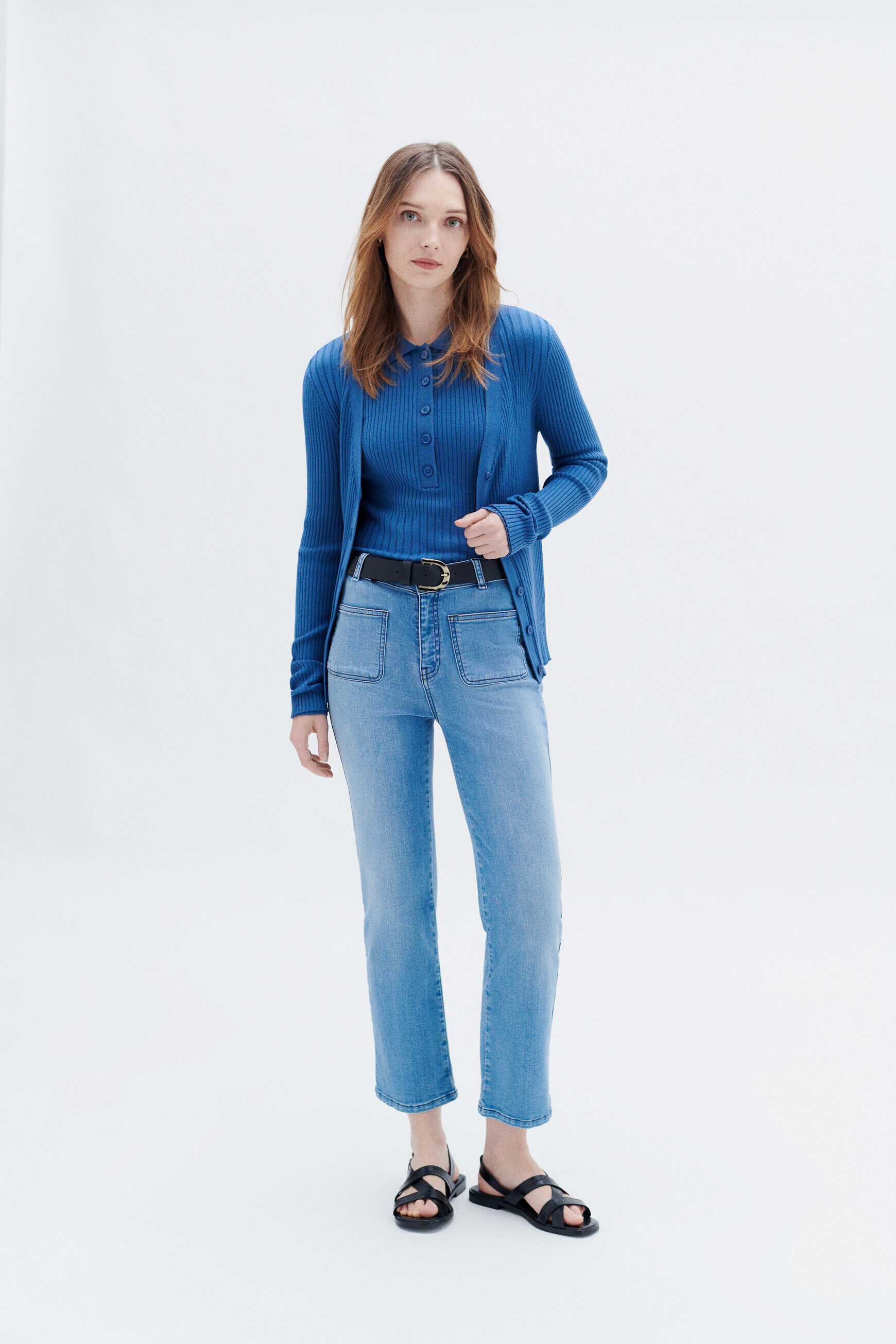 Gilet marine denim stone femme