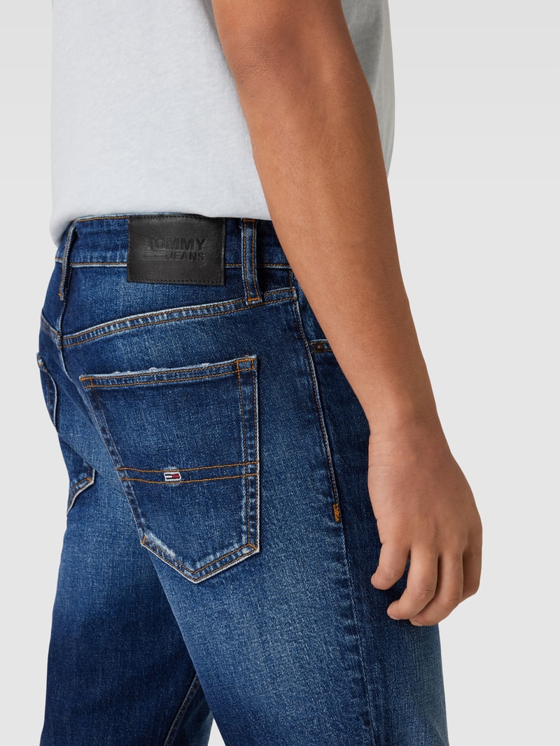 Slim Fit Jeans im Destroyed-Look Modell 'AUSTIN' in dunkelblau