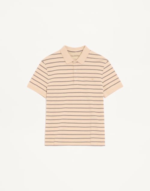 Camisa polo Valentino em algodão piqué com listras douradas