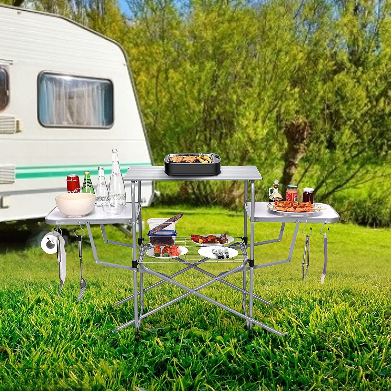 KOMFOTTEU Campingtisch Tragetasche, Falttisch mit 3 Platten