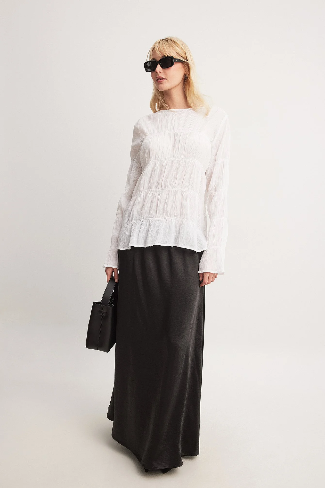 Langärmlige Bluse mit gesmoktem Detail