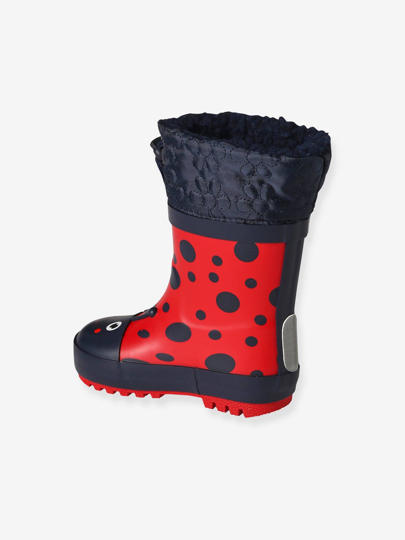 Bottes de pluie fourrées en caoutchouc imprimé bébé rouge