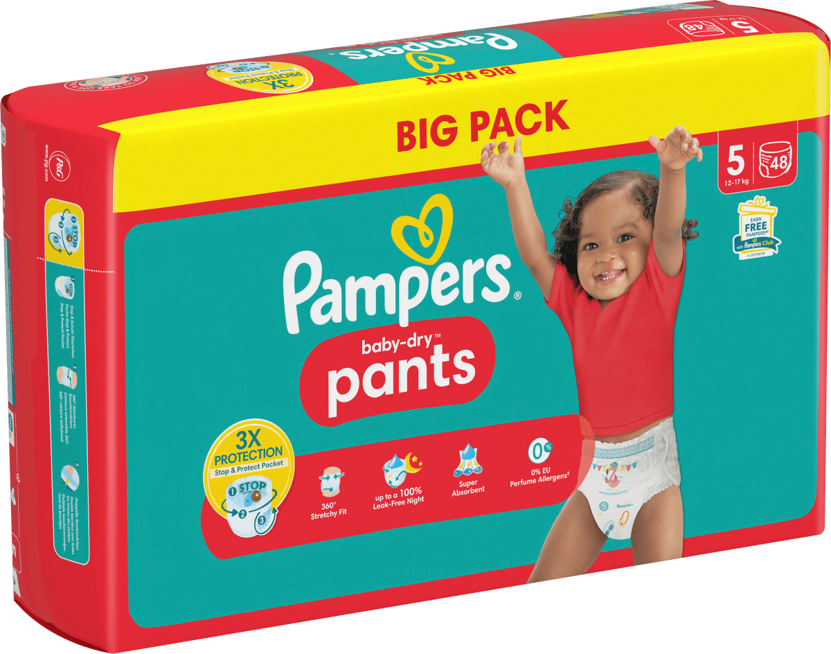 Baby Pants Baby Dry Gr.5 Junior (12-17kg), Big Pack, 48 St