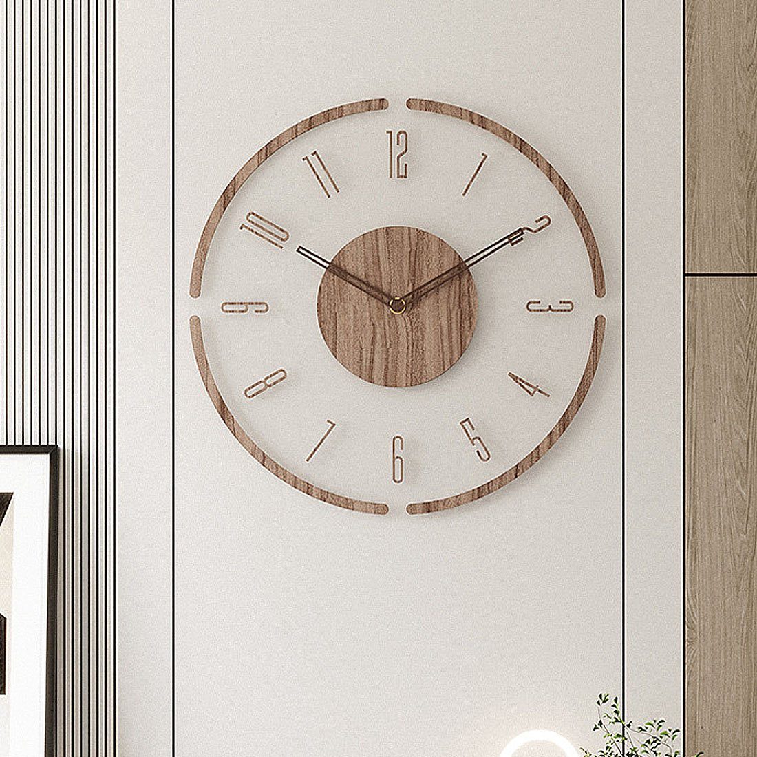HOPPO~ Wanduhr Wanduhr 35cm aus Massivholz, dekorative Wanduhr für das Wohnzimmer