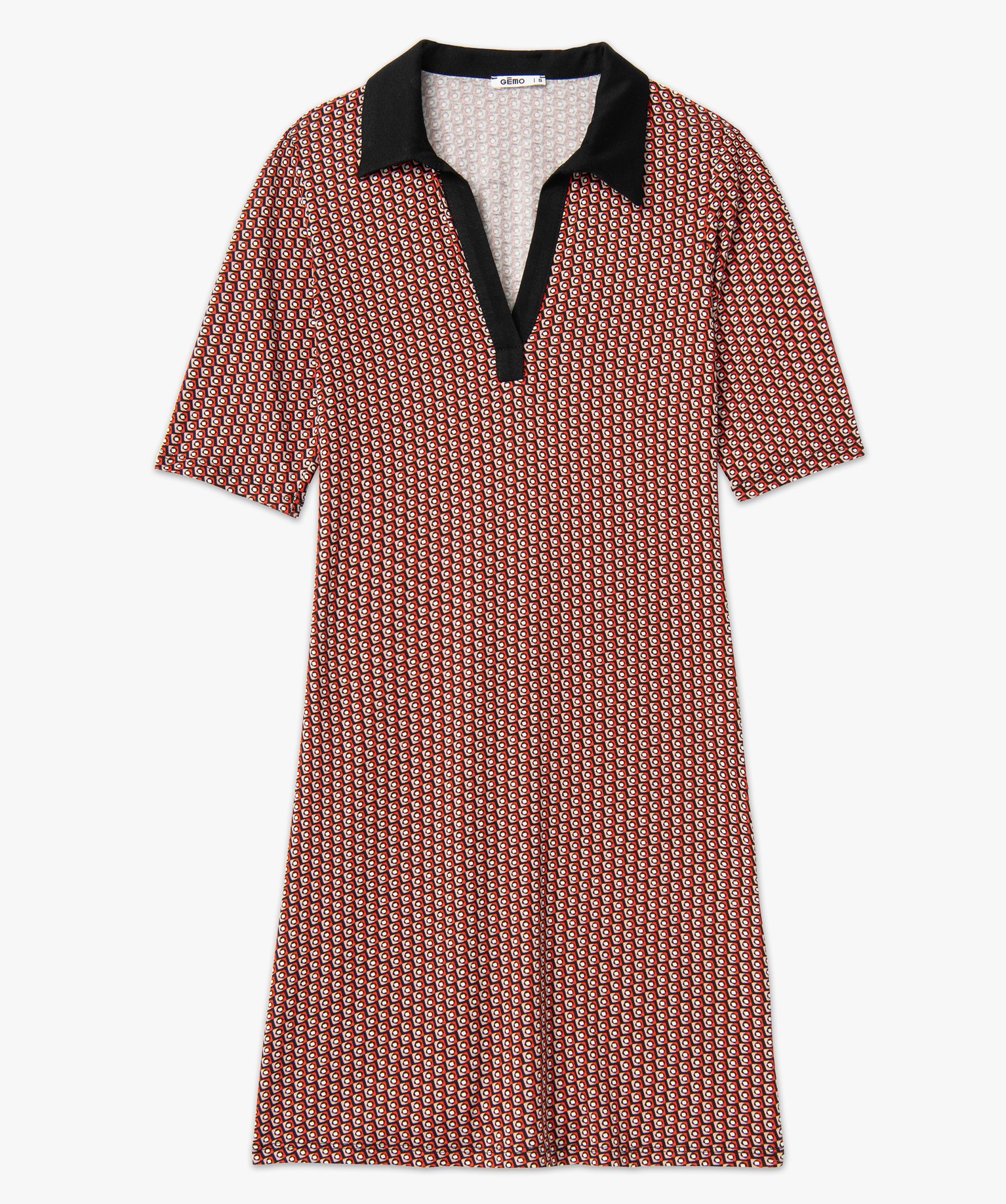 Robe femme en maille imprimée avec col chemise imprime | GEMO