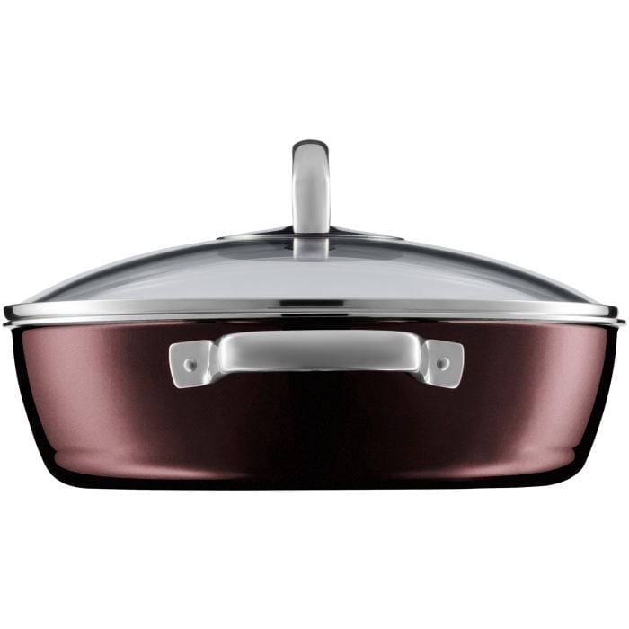 Fusiontec Mineral Schmorpfanne mit Glasdeckel, 24 cm, Rose Quartz
