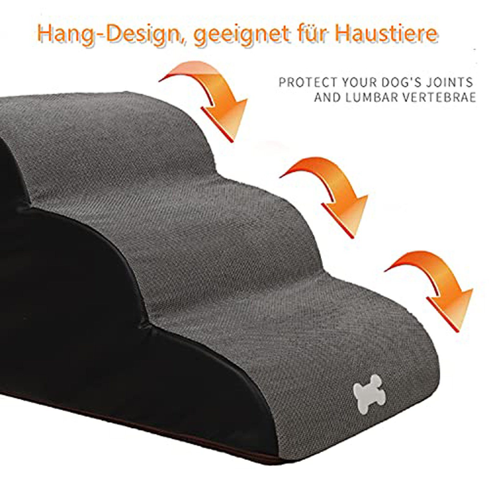 CALIYO Hunderampe Hundetreppe 3 Schichten Haustiertreppe Hundetreppe Katzentreppe, für Kleine Hunde Welpe Katzen aus Sofa Bett rutschfest