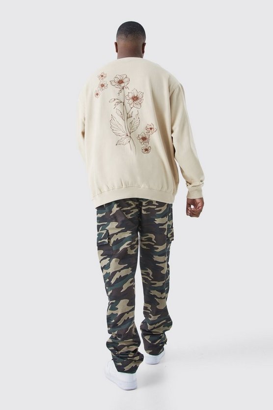 Plus Sweatshirt mit Blumen-Print