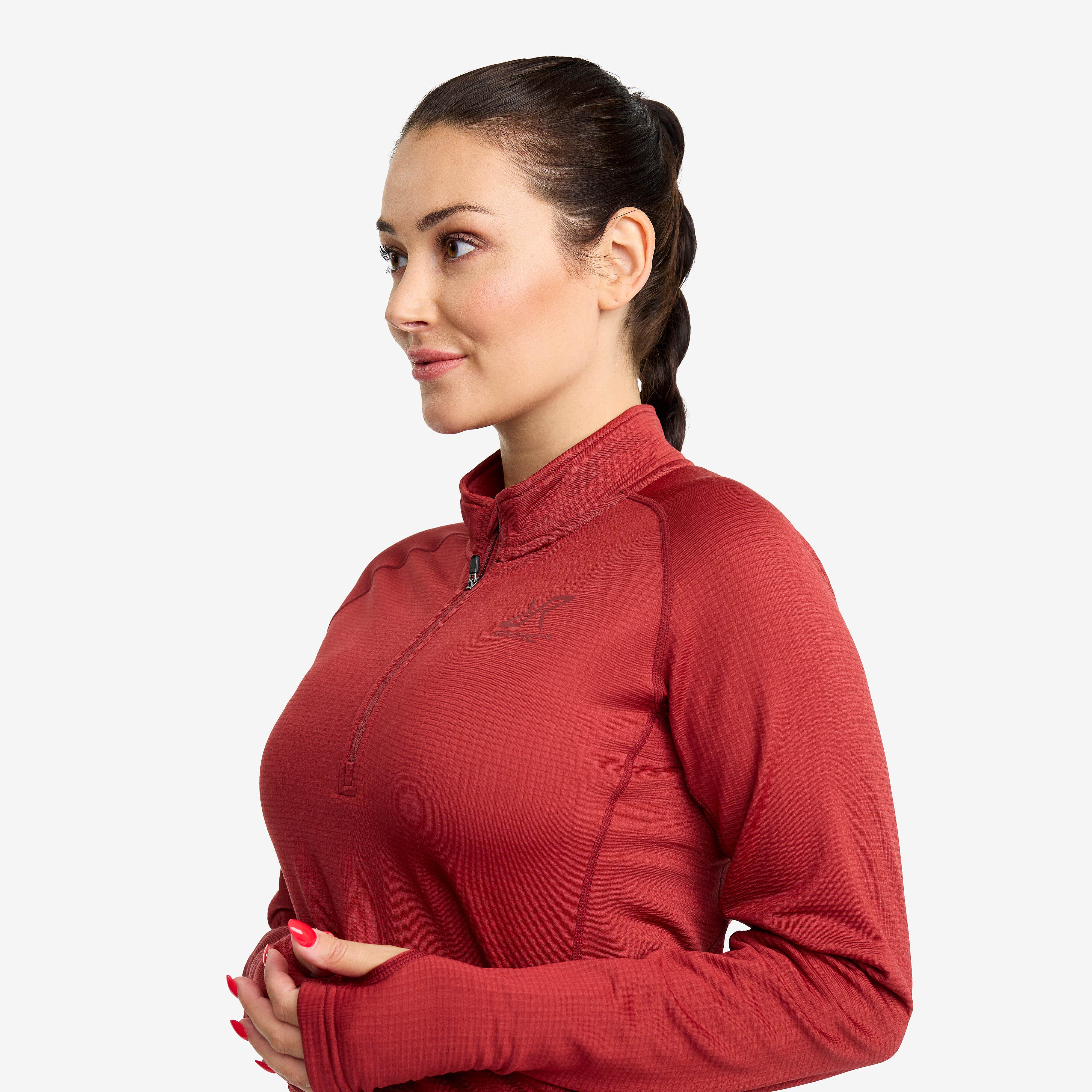 Waffle 1/2 Zip Baselayer Top Femme Garnet