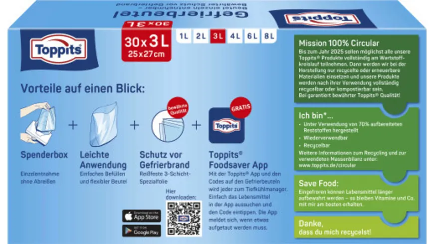 Toppits Gefrierbeutel 3L